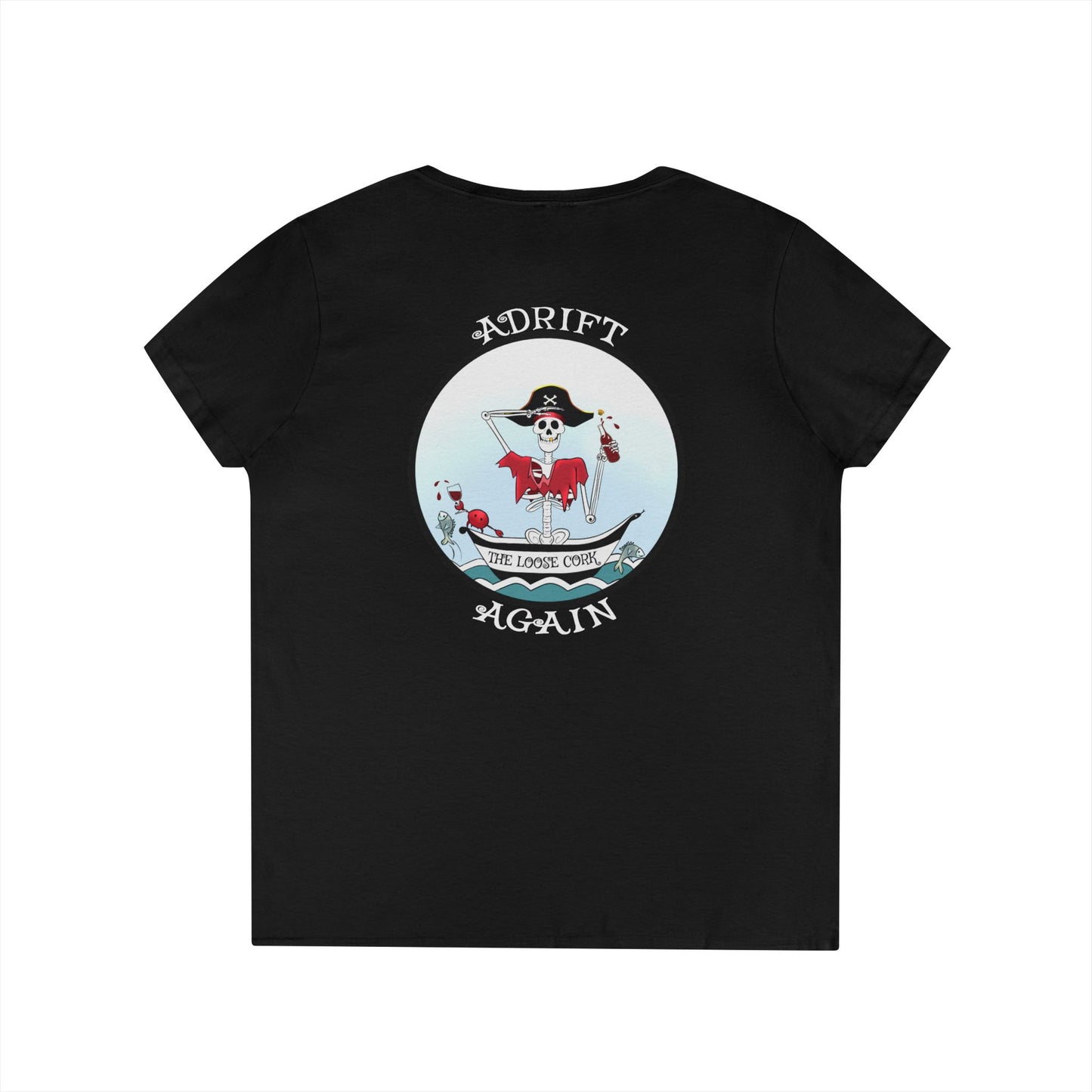 The Loose Cork, Women's V-Neck T-Shirt, in Navy, Black or Red