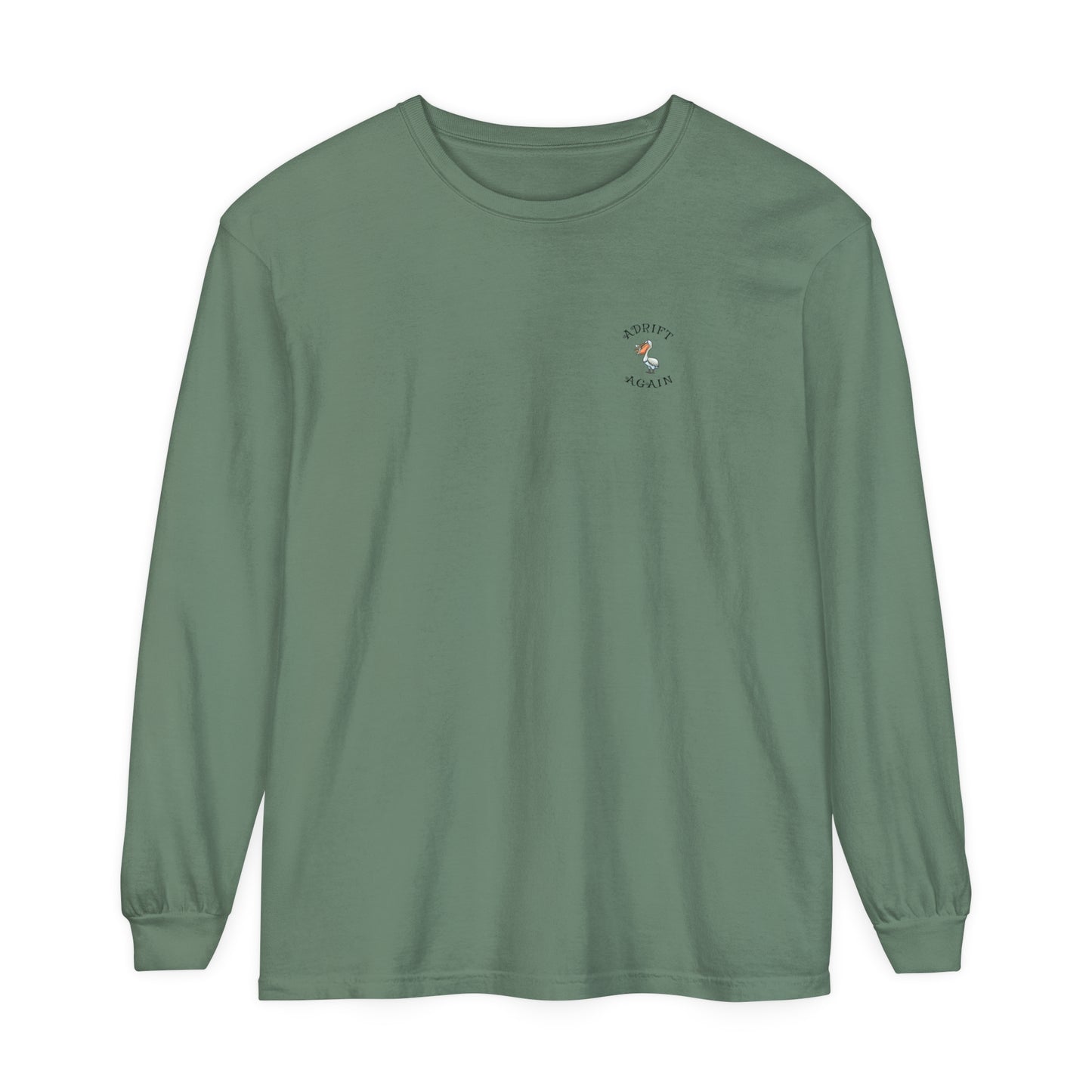 The Garden Party Unisex Garment-dyed Long Sleeve T-Shirt, Chambray, Melon & Light Green