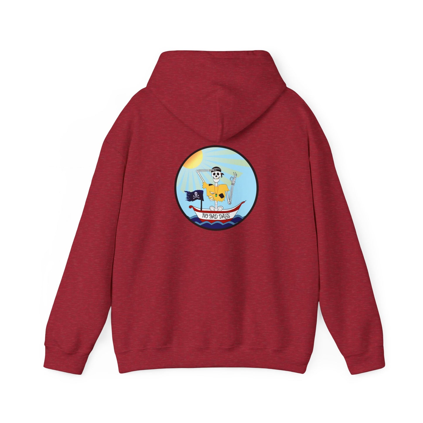 Adrift Again No Bad Days, The Classic All Day Hooded Sweatshirt, Black, White, Gold, Antique Sapphire, Royal, Navy, Antique Cherry Red