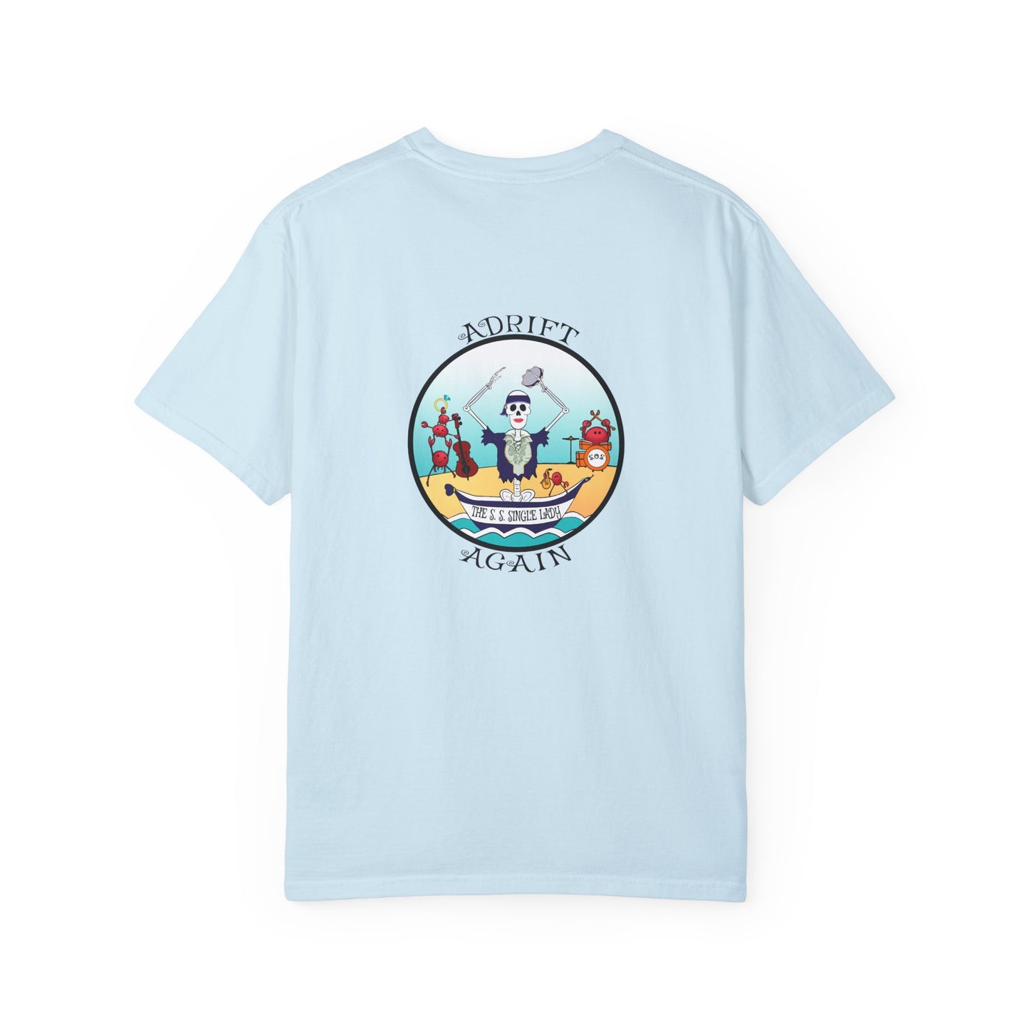 The S. S. Single Lady, Unisex Garment-Dyed, Short Sleeve T-shirt, In Chambray, Red, Black, White& True Navy