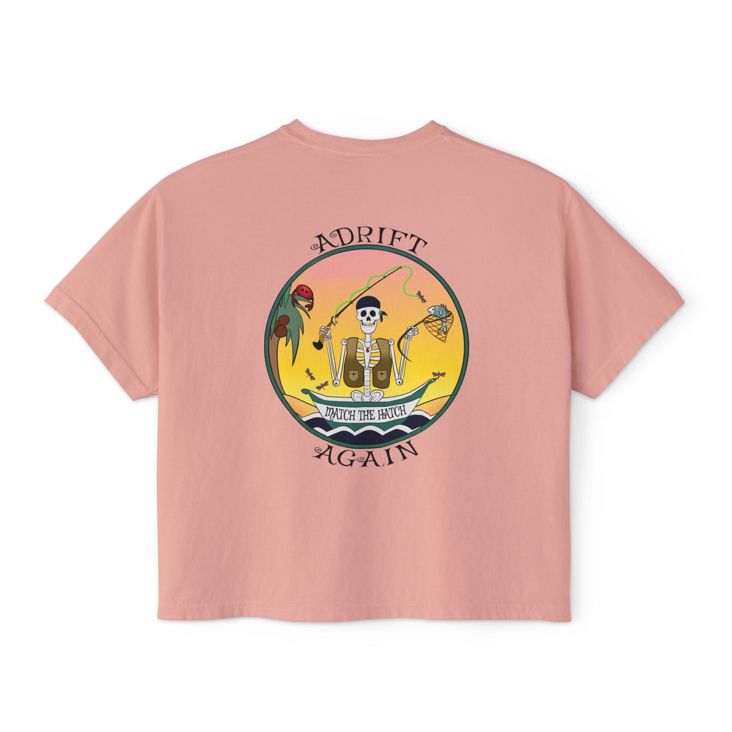 Match The Hatch, A Boxy Woman's Tee, Peachy
