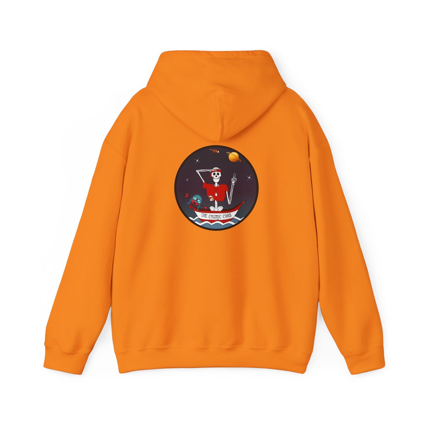 The Cosmic Crab, The Classic All Day Hooded Sweatshirt, in Royal, Carolina Blue, Black, Red & Safety Orange