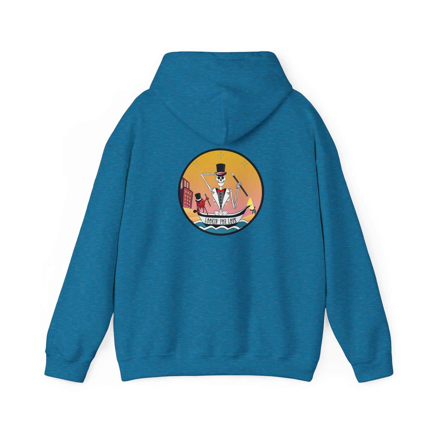 Lookin' For Love, The Classic All Day Hooded Sweatshirt, Black, Safety Orange, Maroon, Antique Sapphire, and Safety Pink