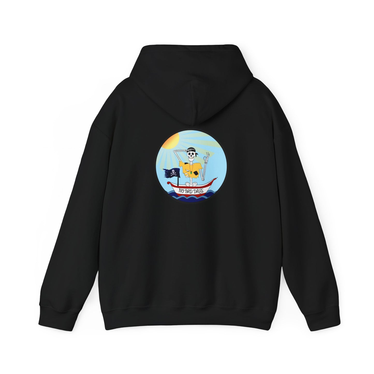Adrift Again No Bad Days, The Classic All Day Hooded Sweatshirt, Black, White, Gold, Antique Sapphire, Royal, Navy, Antique Cherry Red