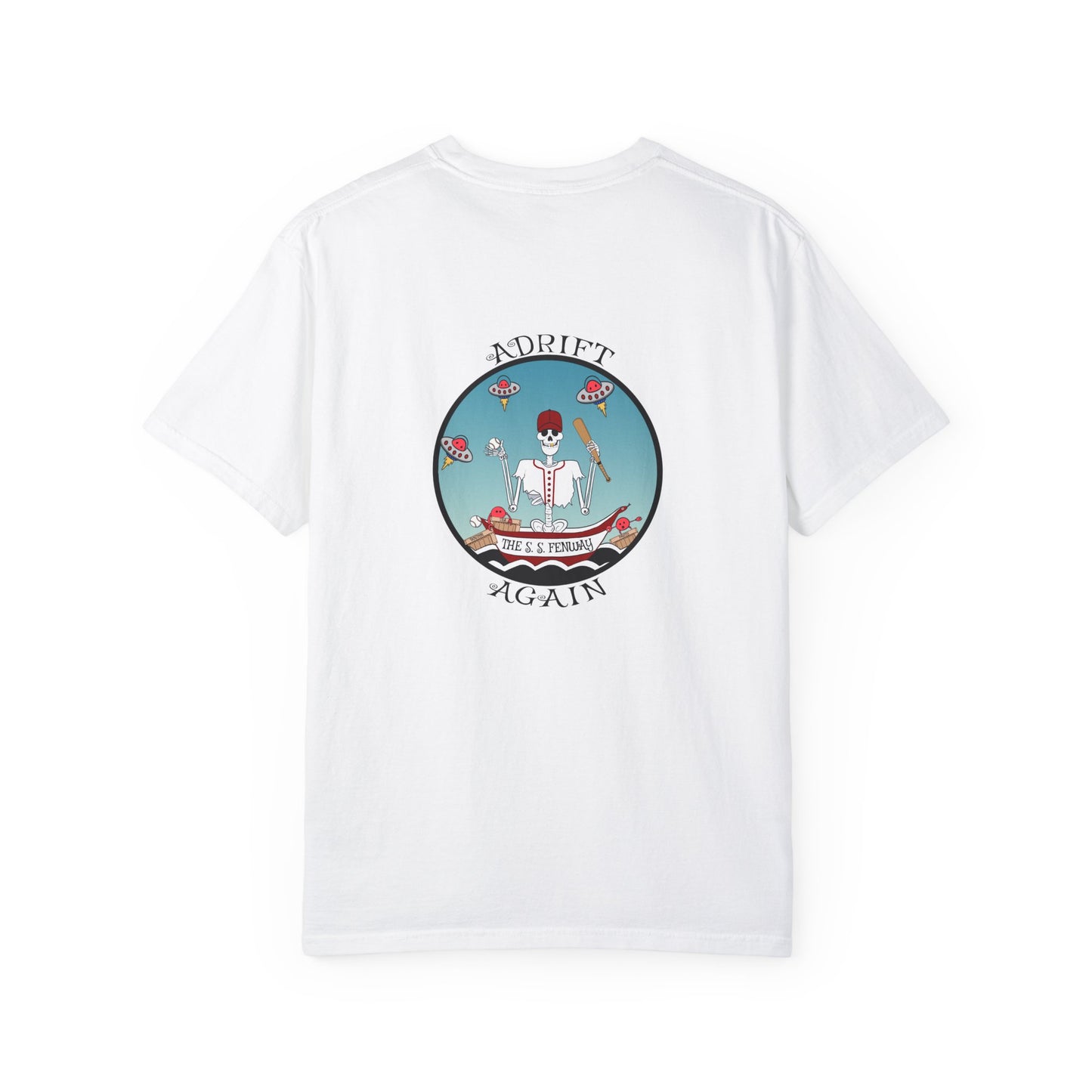 The S. S. Fenway, Unisex Garment-Dyed, Short Sleeve T-shirt, In Red, Espresso, True Navy, Black & White