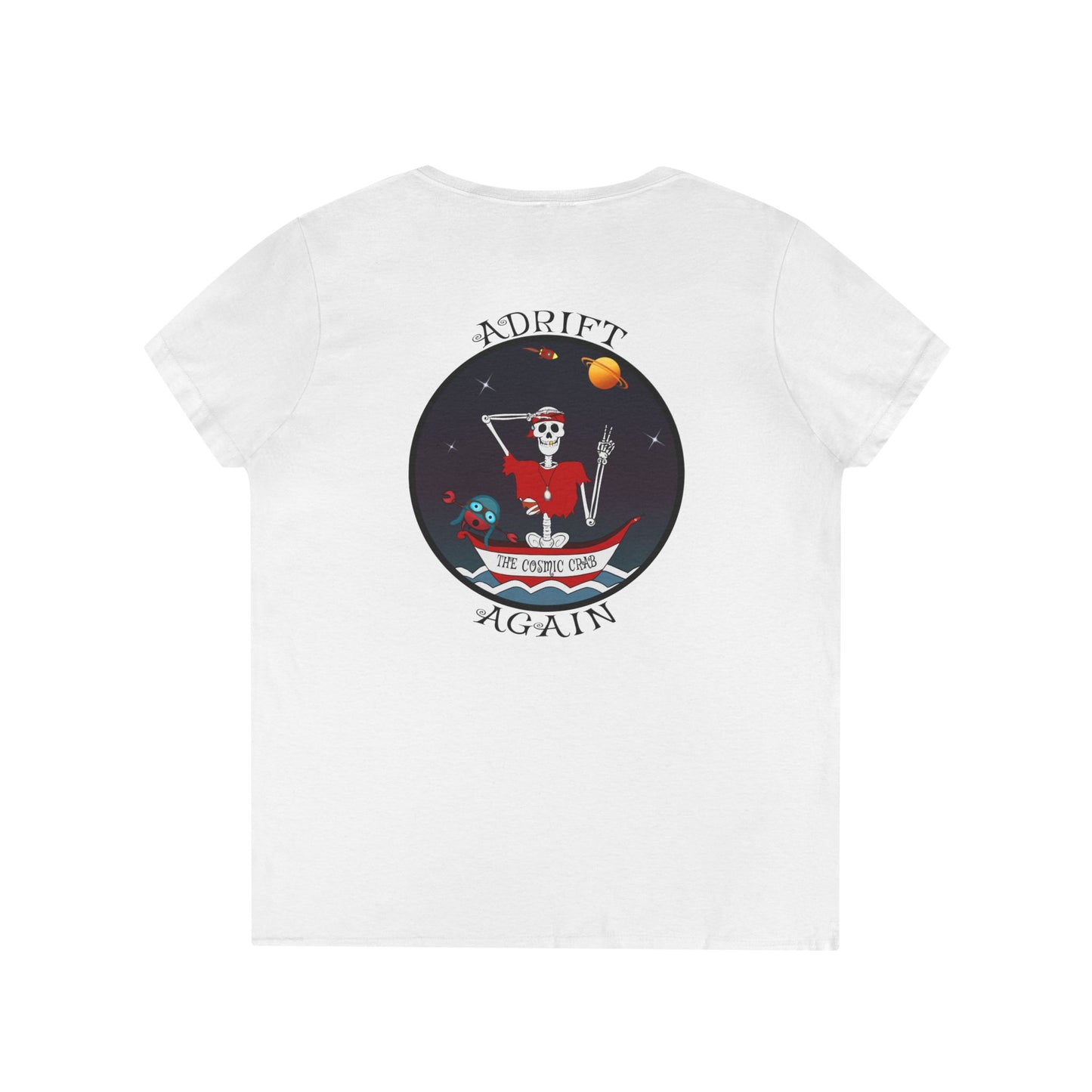 The Cosmic Crab, Women's V-Neck T-Shirt, in White, Graphite Heather, Royal & Red