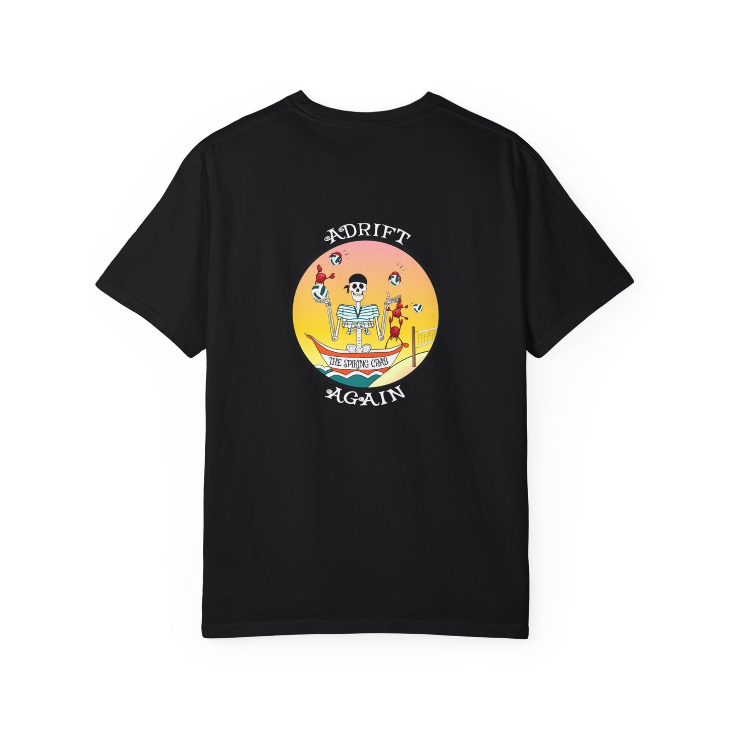 The Spiking Crab, Unisex Garment-Dyed, Short Sleeve T-shirt, In Seafoam, Terracotta, White & Black