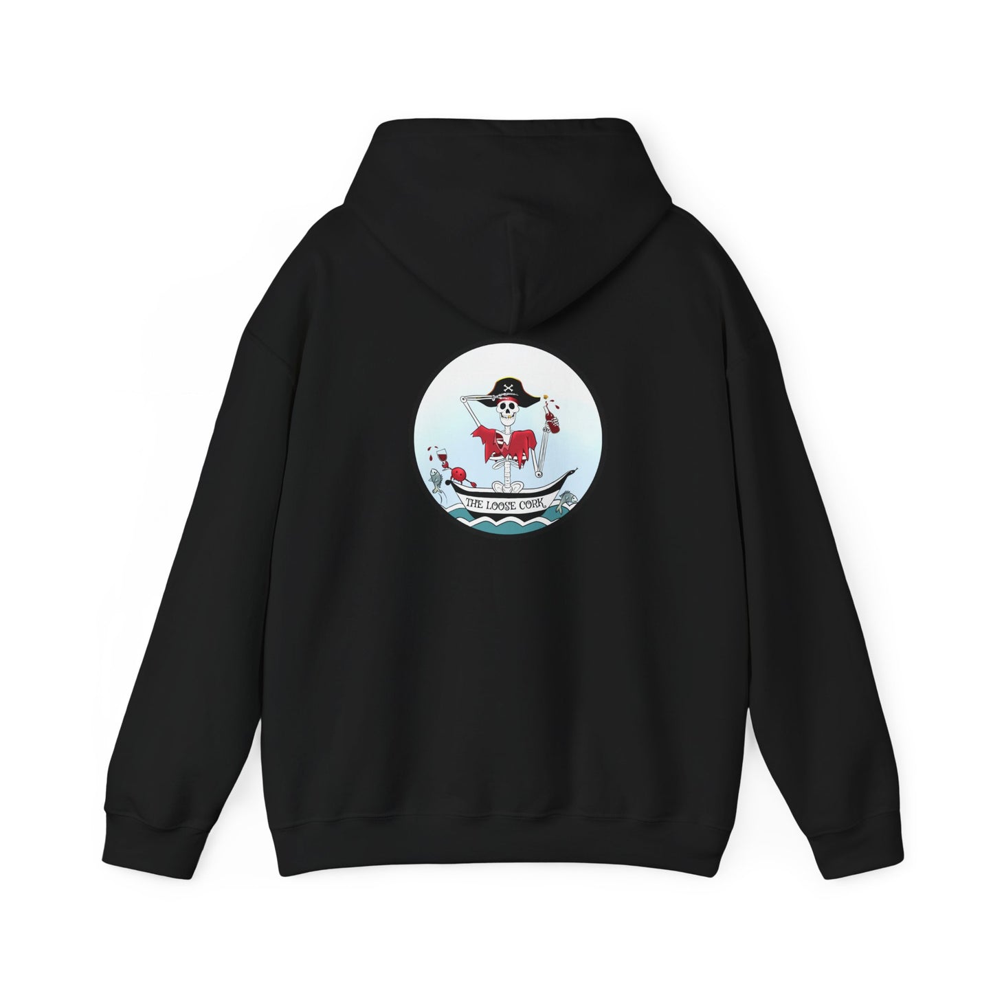 The Loose Cork, The Classic All Day Hooded Sweatshirt, Light Blue, Antique Cherry Red, White & Black