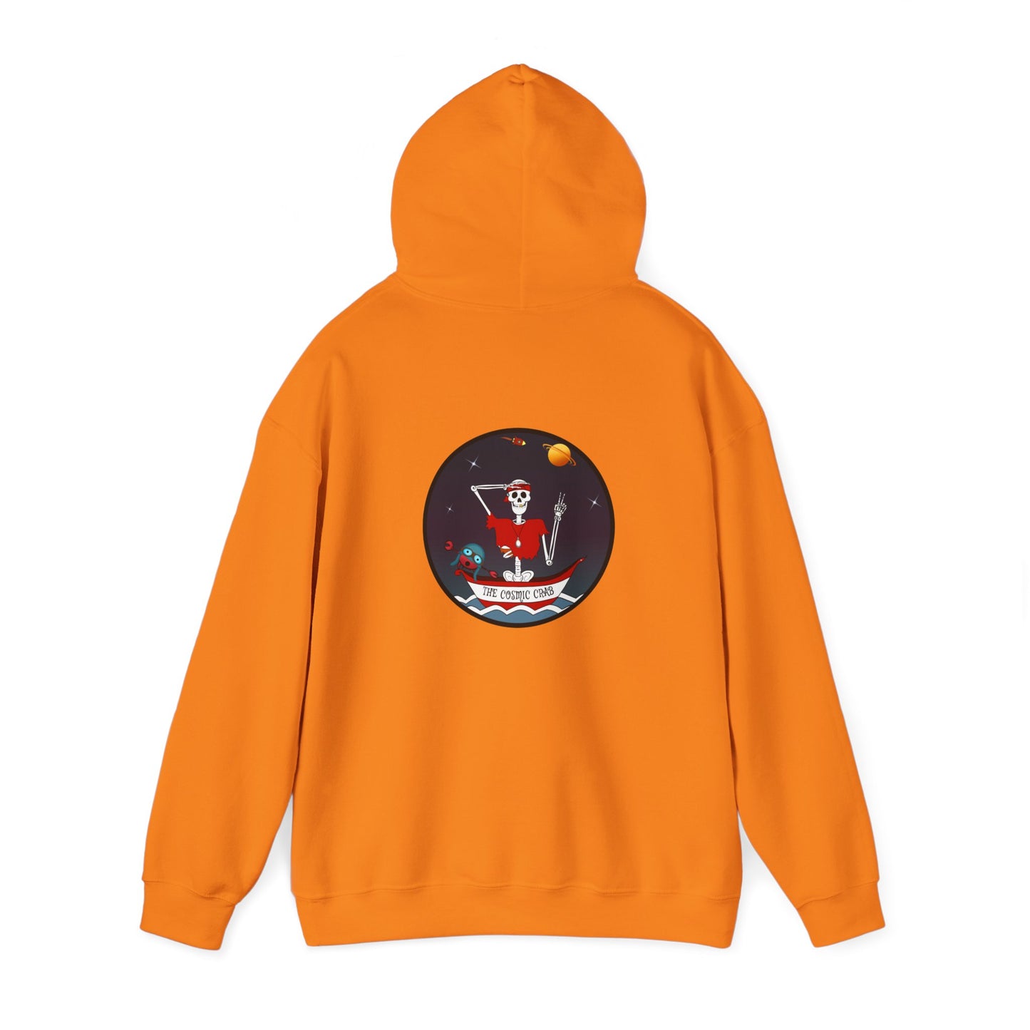 The Cosmic Crab, The Classic All Day Hooded Sweatshirt, in Royal, Carolina Blue, Black, Red & Safety Orange