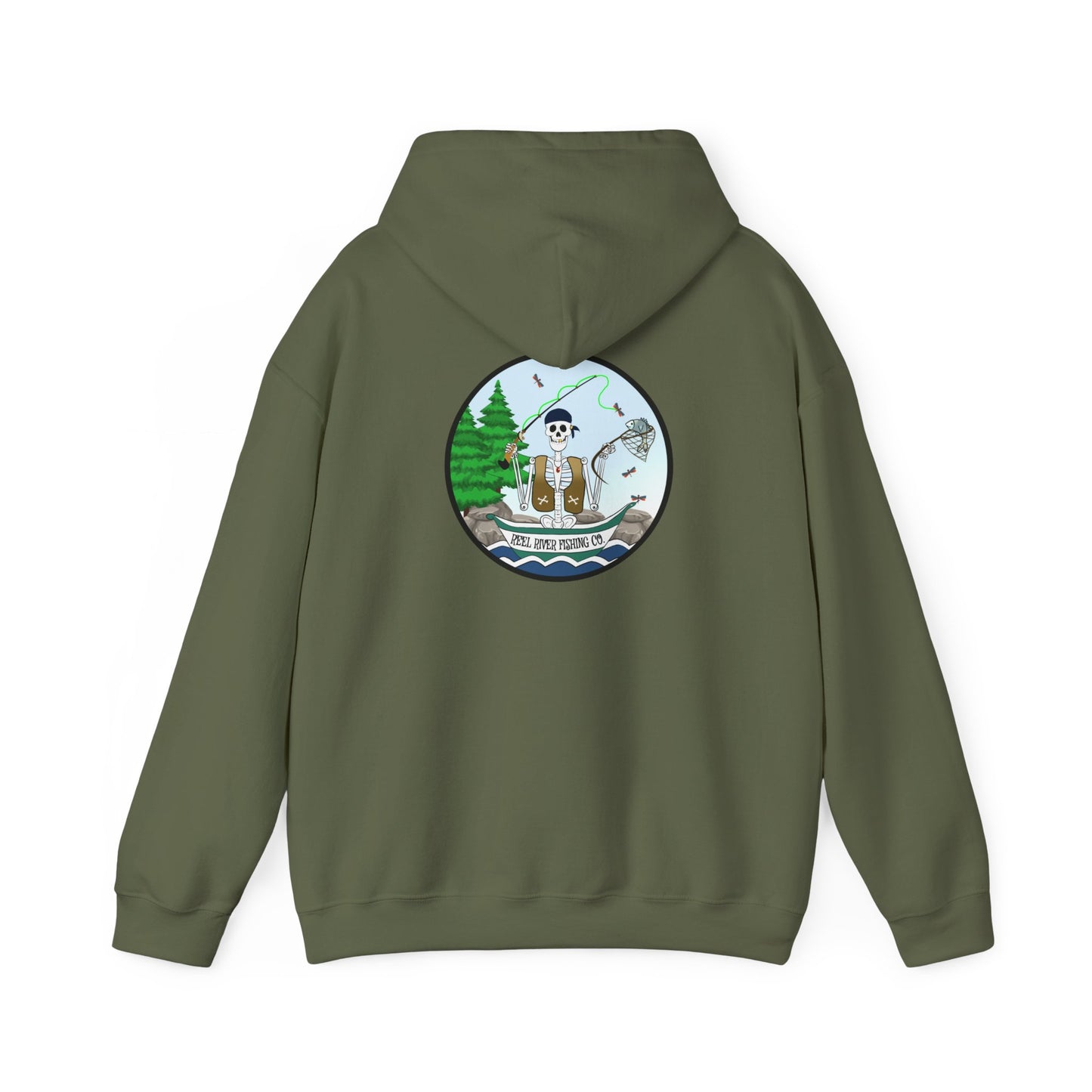 Reel River Fishing Co., The Classic All Day Hooded Sweatshirt, in Military Green, Sand, Sport Grey, Light Blue, Antique Sapphire, Indigo Blue & Black