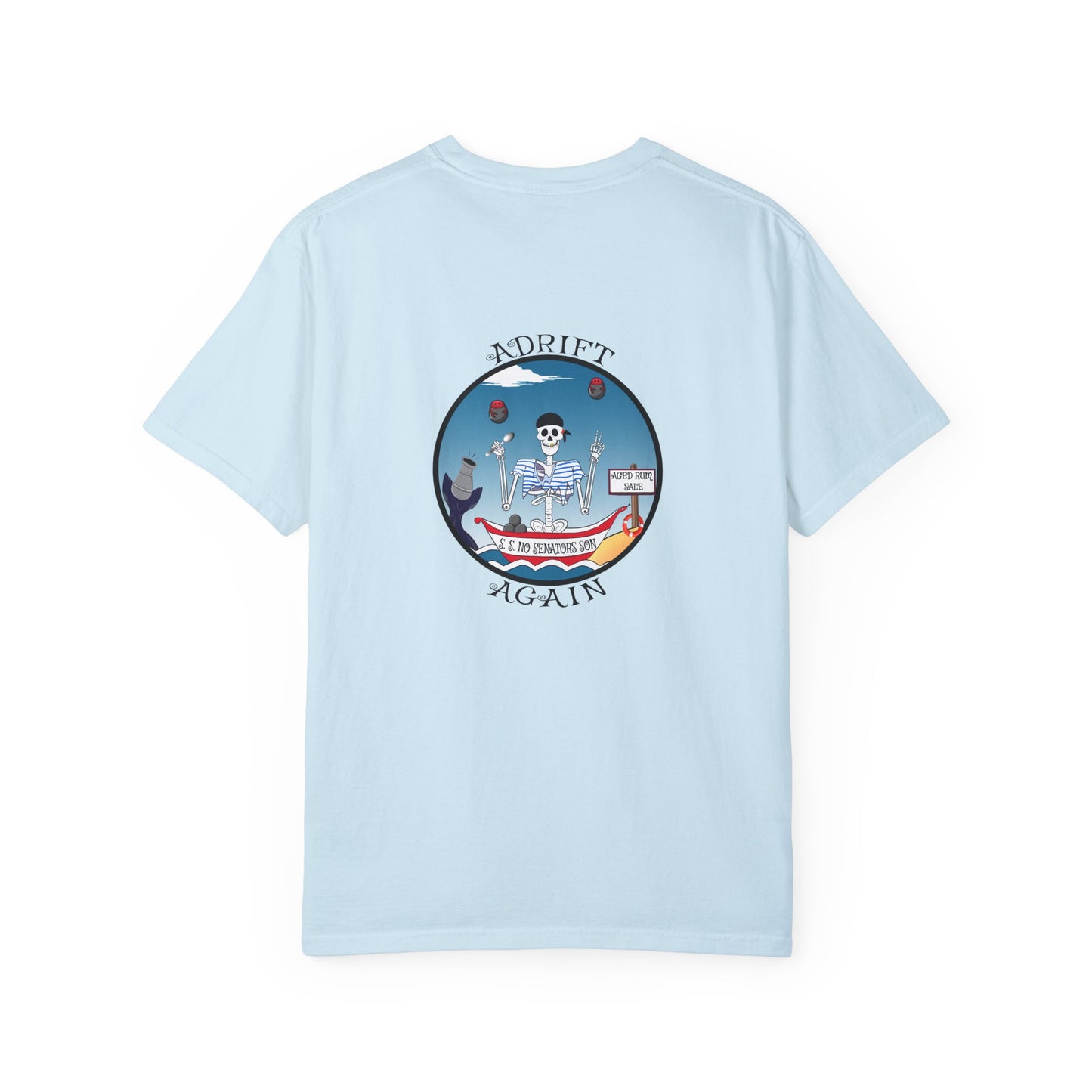S. S. No Senators Son, Unisex Garment-Dyed, Short Sleeve T-shirt, In Red, Chambray, True Navy, Black and White