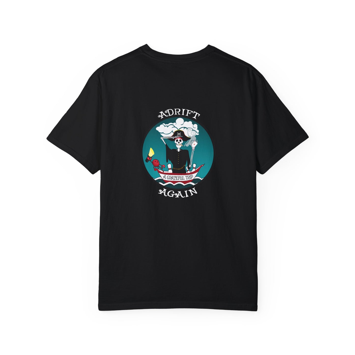 A Grateful Trip, Unisex Garment-Dyed, Short Sleeve T-shirt, In Bay, Mint, Red, White and Black
