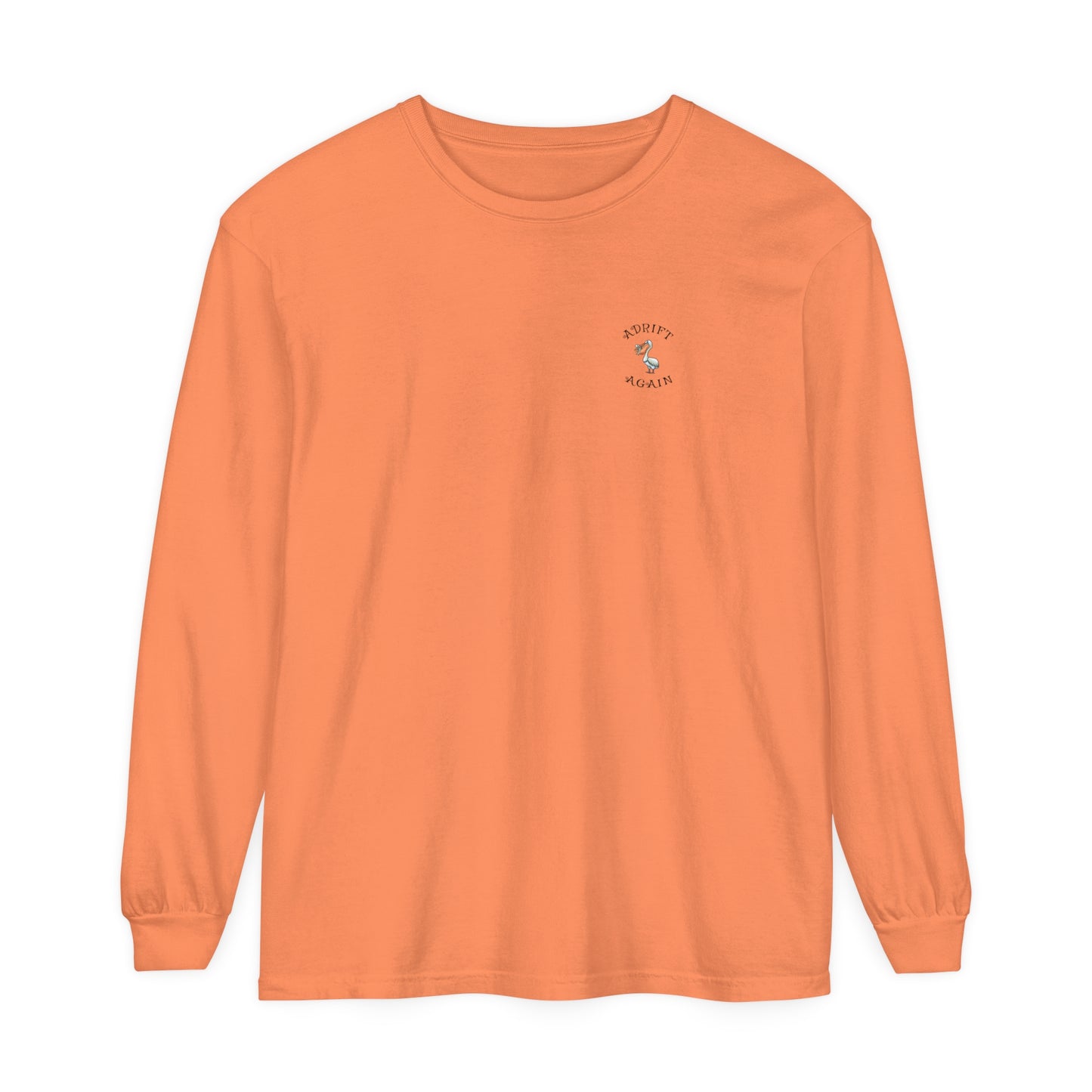 Lookin' For Love Unisex Garment-dyed Long Sleeve T-Shirt, Melon, Black & White