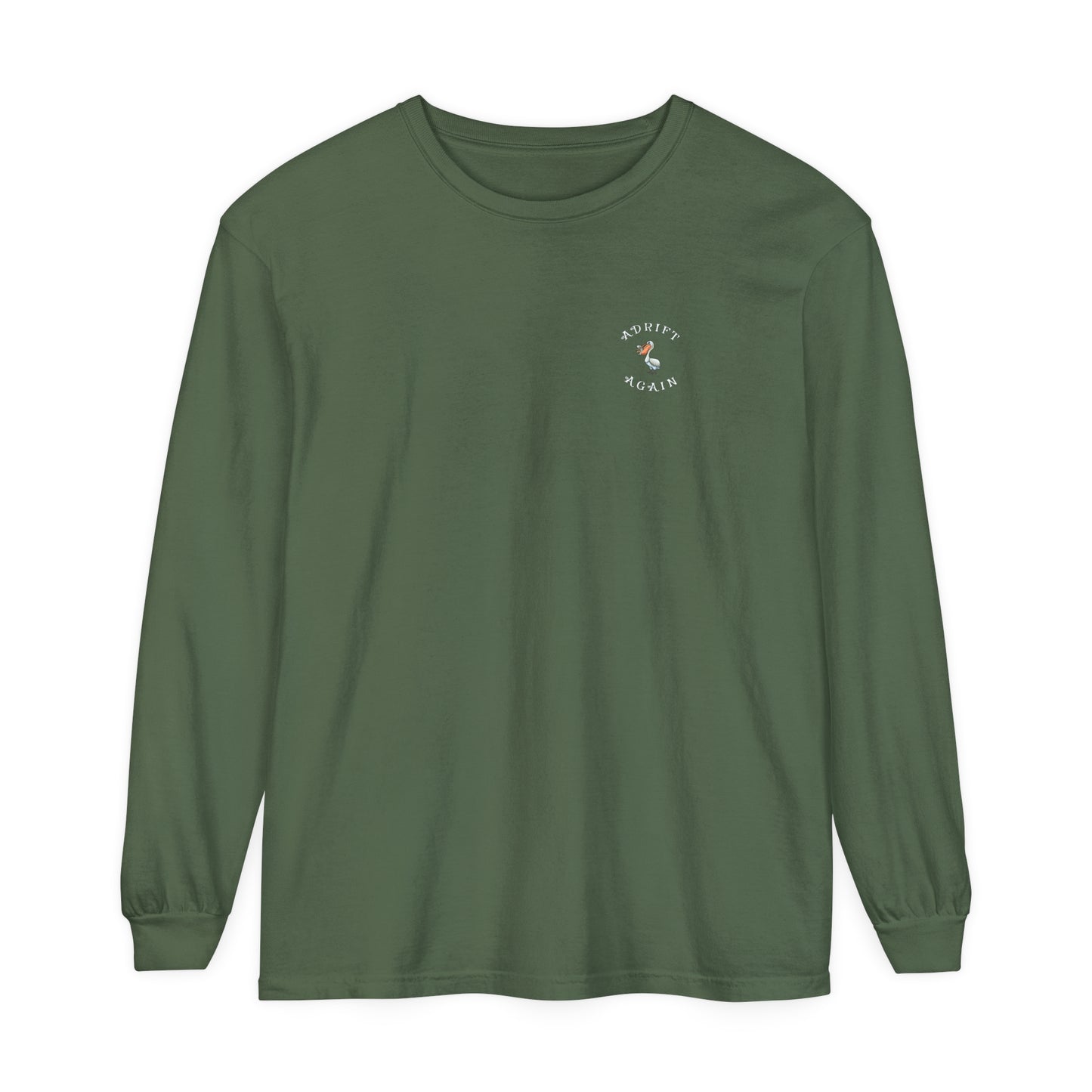 The Calamari Current Unisex Garment-dyed Long Sleeve T-Shirt, in Blue Jean & Hemp