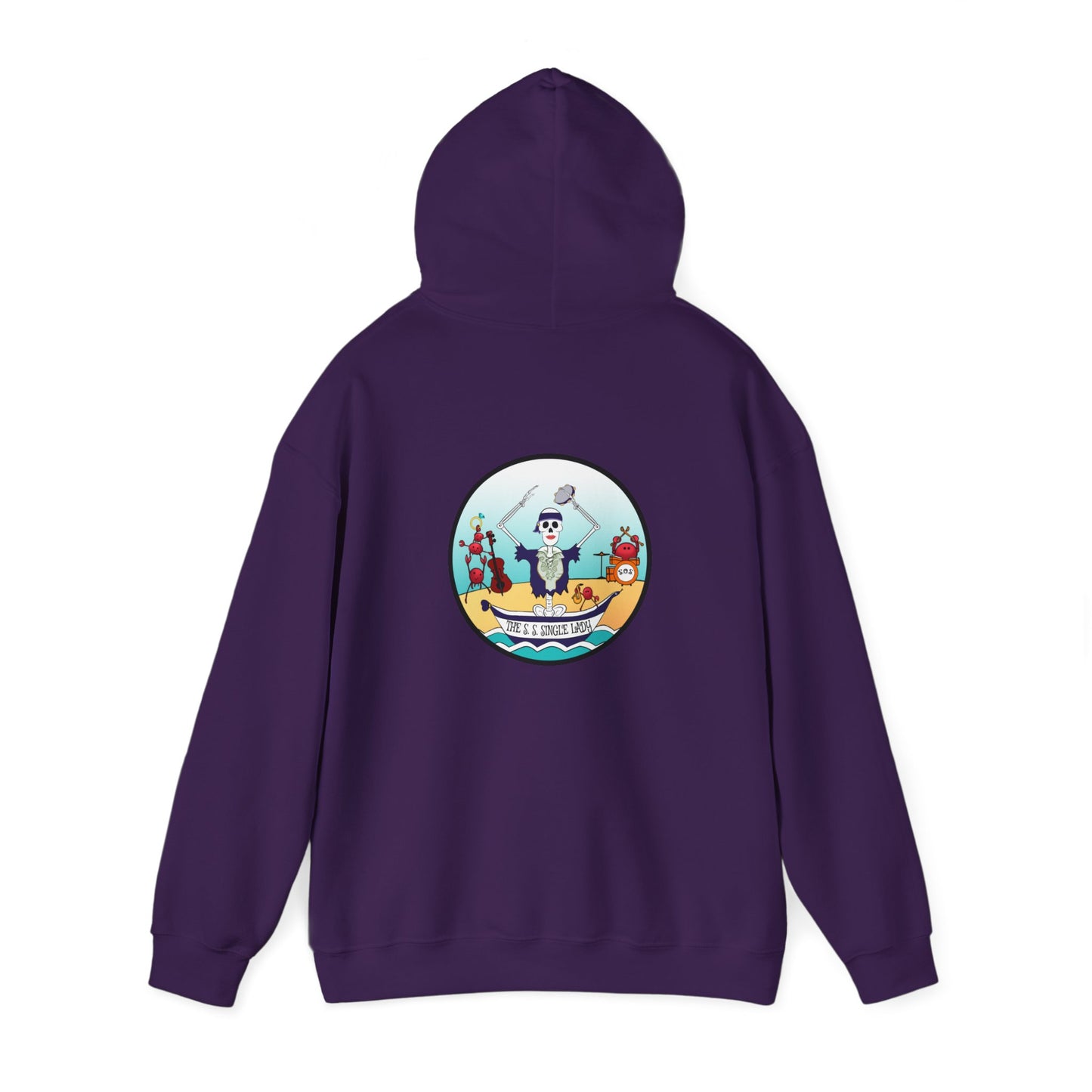 The S. S. Single Lady, The Classic All Day Hooded Sweatshirt, Red, White, Antique Sapphire, and Purple