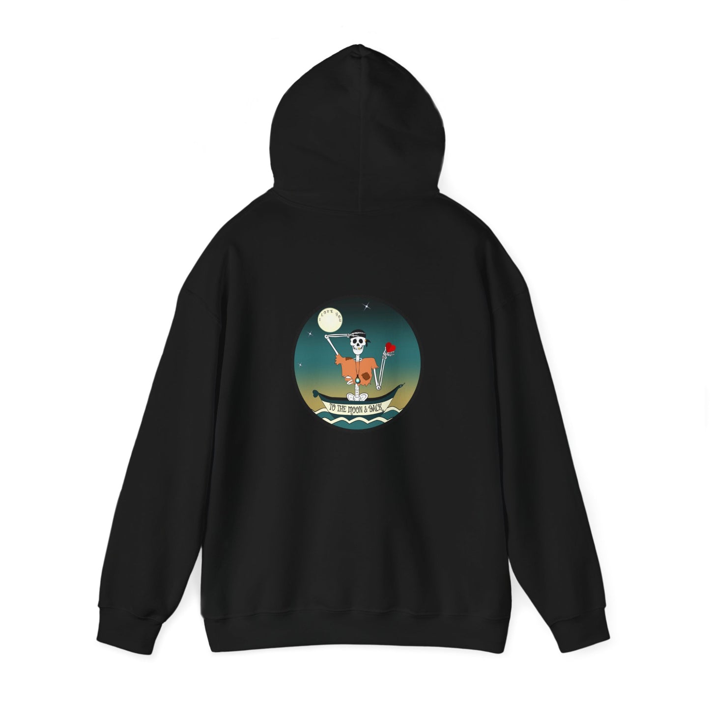 I Love You To The Moon & Back, The Classic All Day Hooded Sweatshirt, Black, Forest Green