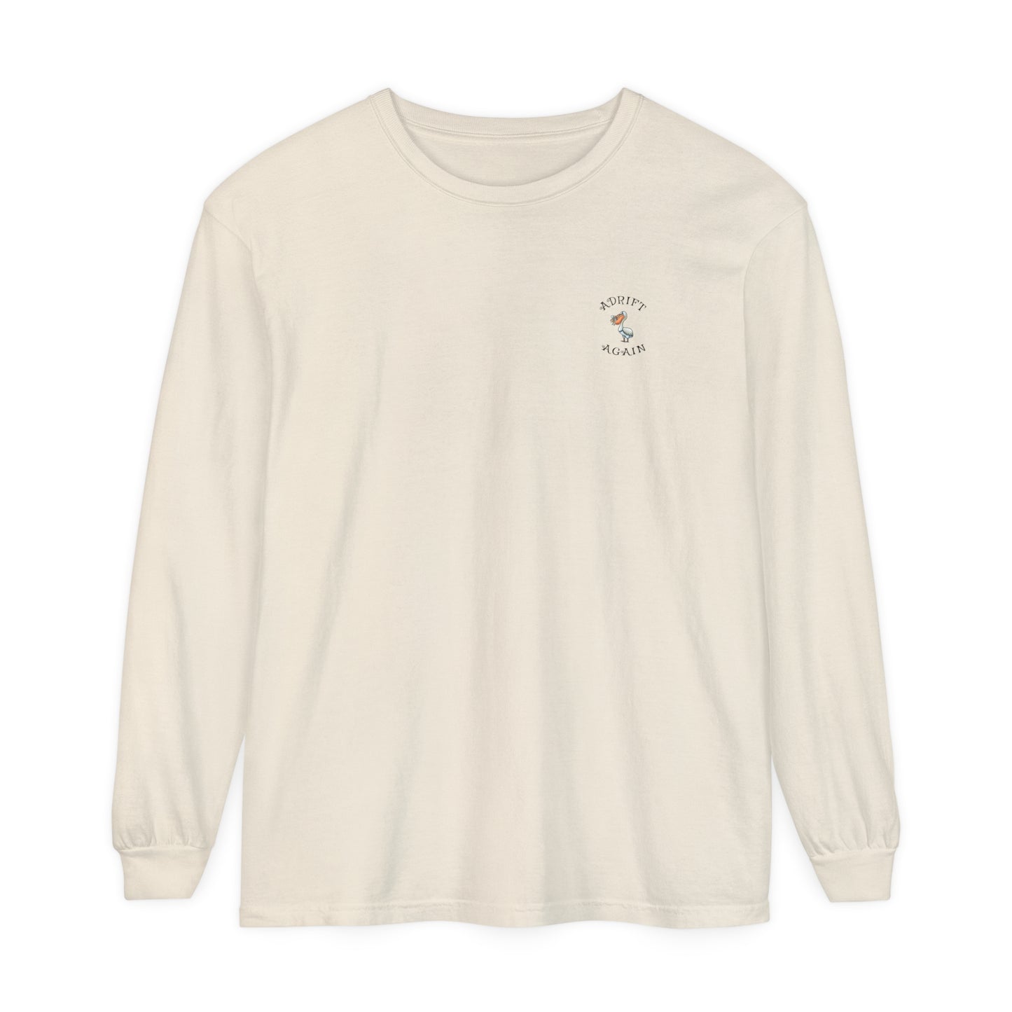 Lost Treasure Cove Unisex Garment-dyed Long Sleeve T-Shirt, Mustard, Grey & Ivory