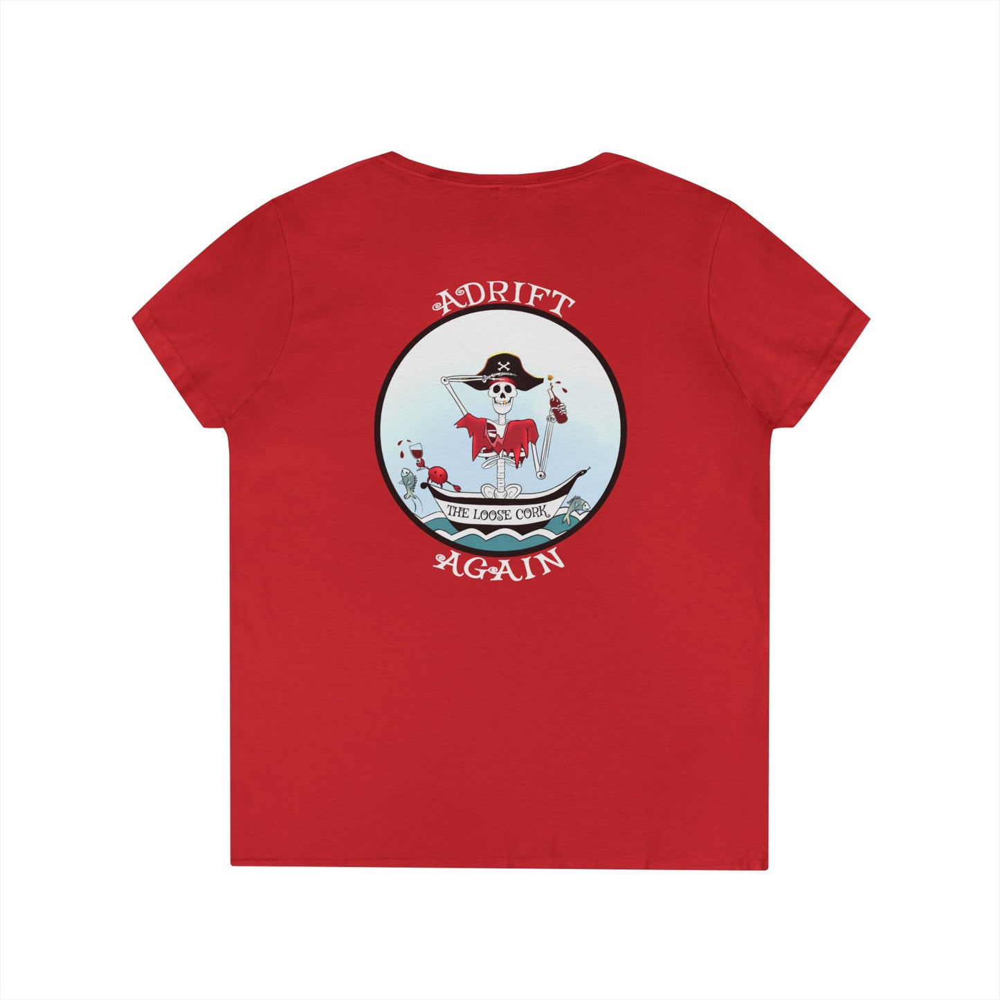 The Loose Cork, Women's V-Neck T-Shirt, in Navy, Black or Red