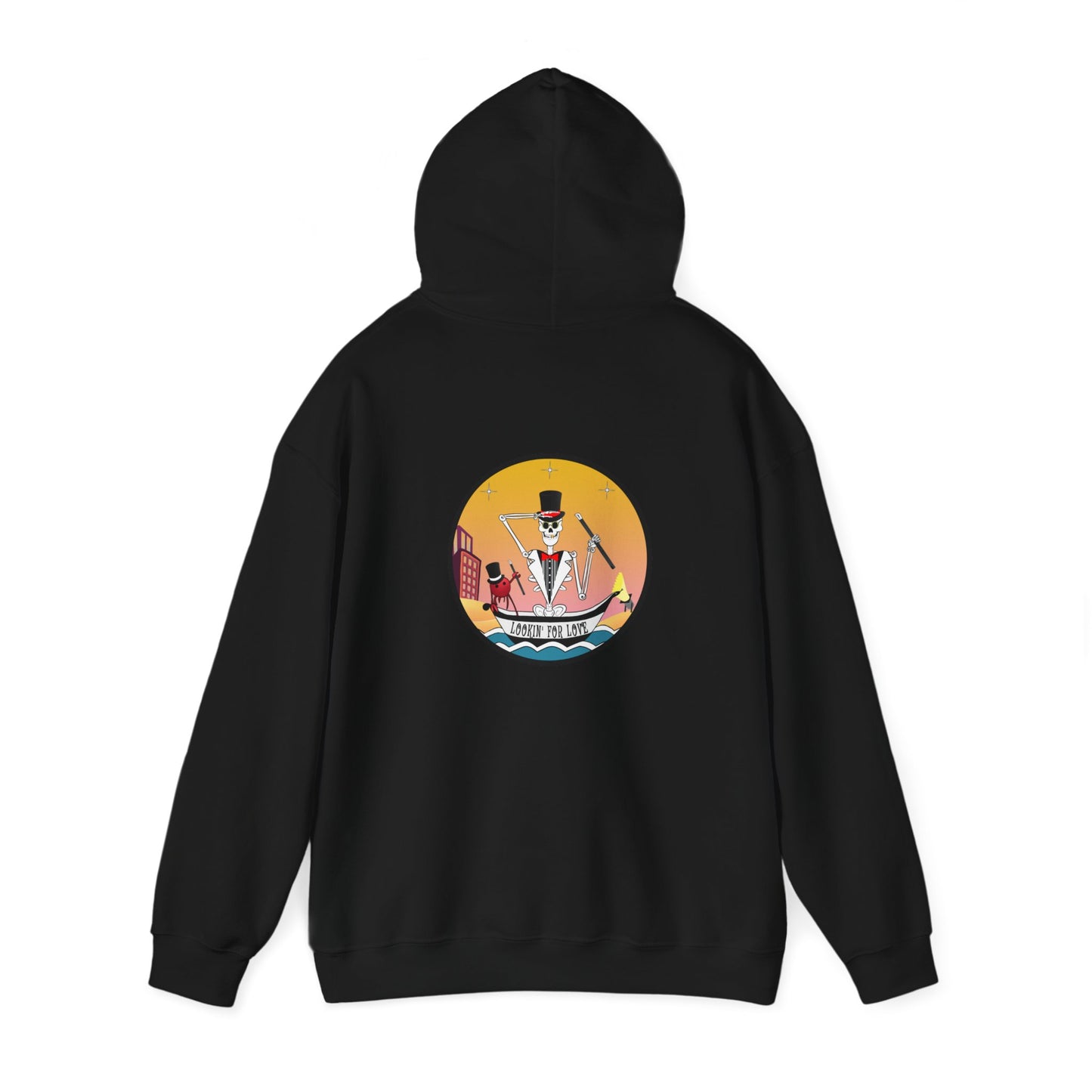 Lookin' For Love, The Classic All Day Hooded Sweatshirt, Black, Safety Orange, Maroon, Antique Sapphire, and Safety Pink