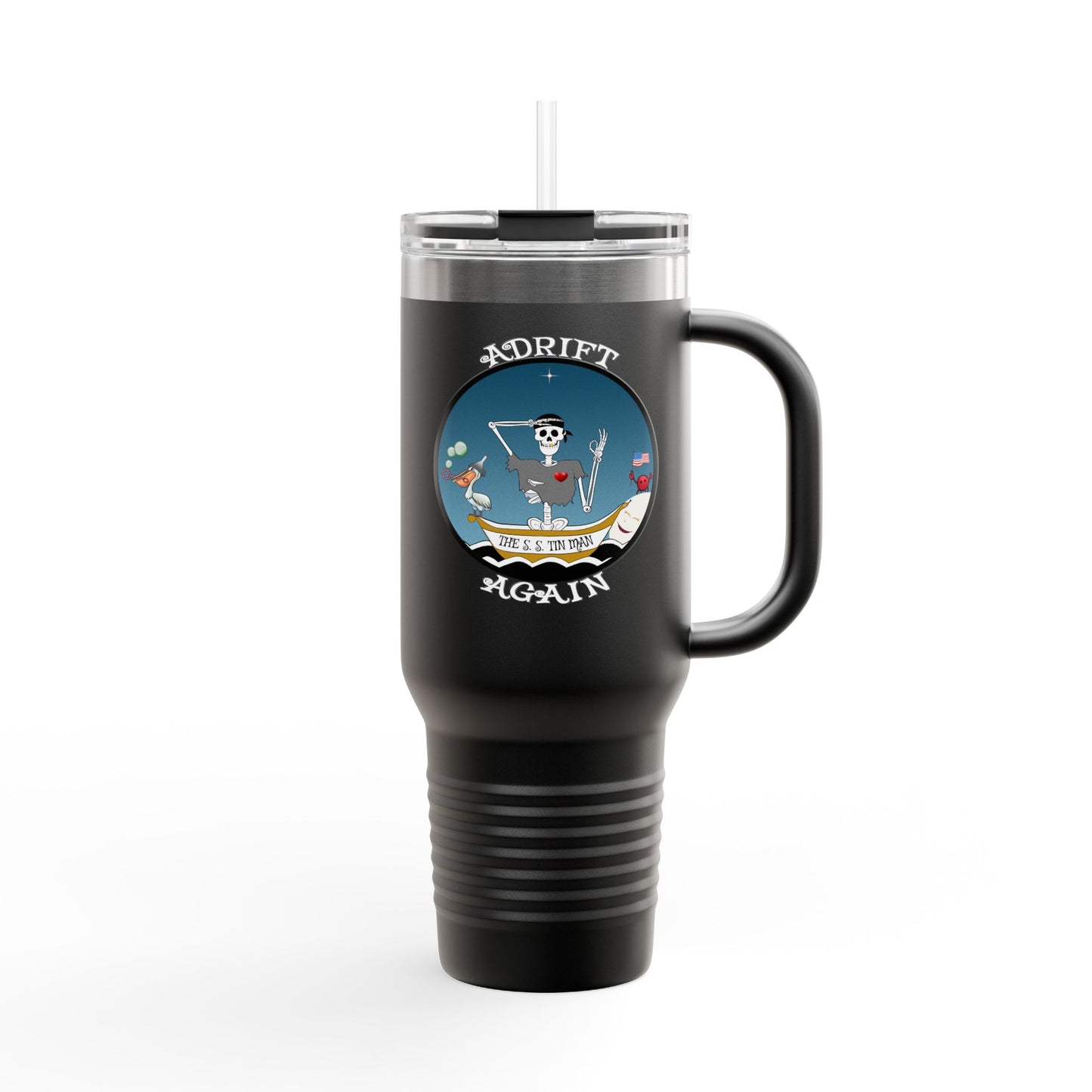 The S. S. Tin Man Insulated Travel Mug, 40oz, Gray or Black