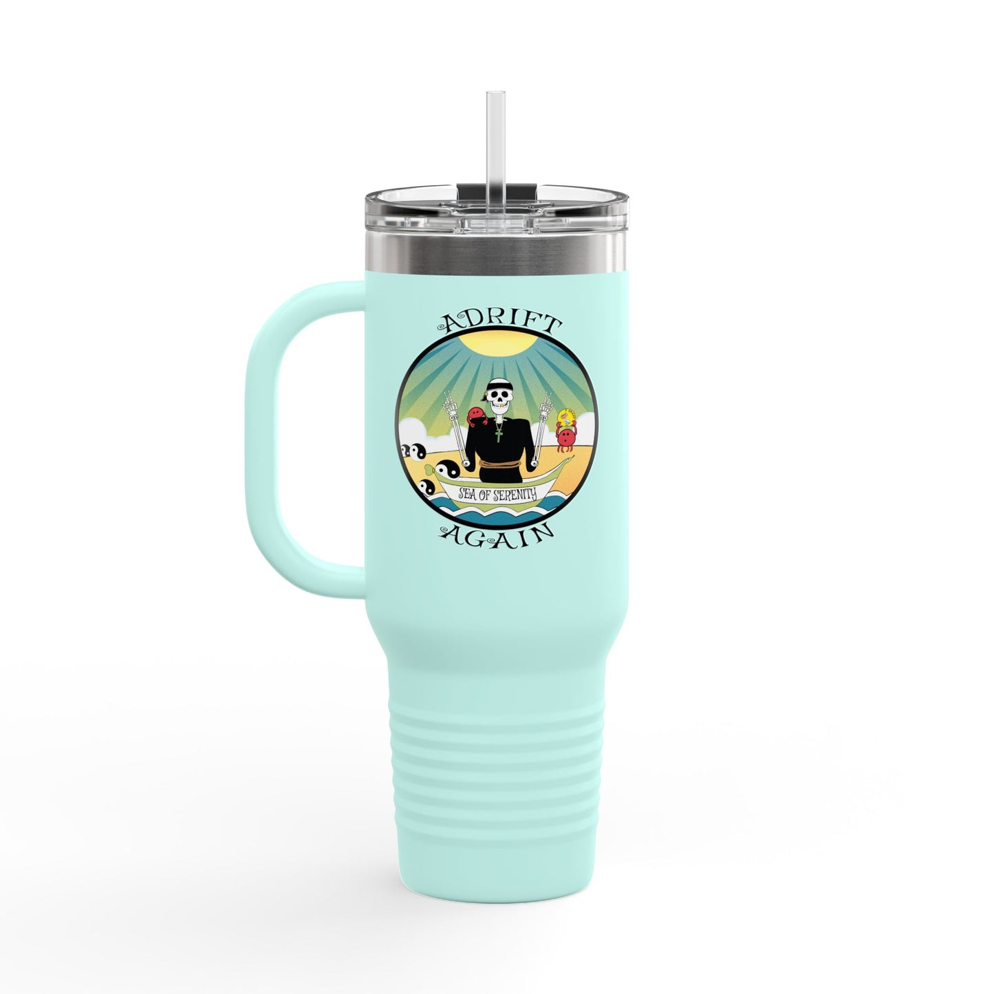 Sea Of Serenity Insulated Travel Mug, 40oz, White or Teal