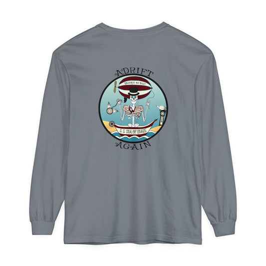 S. S. Sea Of Years Unisex Garment-dyed Long Sleeve T-Shirt, Brick, Granite, Black & True Navy