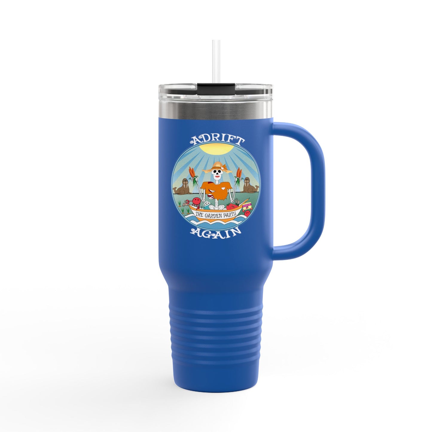 The Garden Party Insulated Travel Mug, 40oz, White or Blue