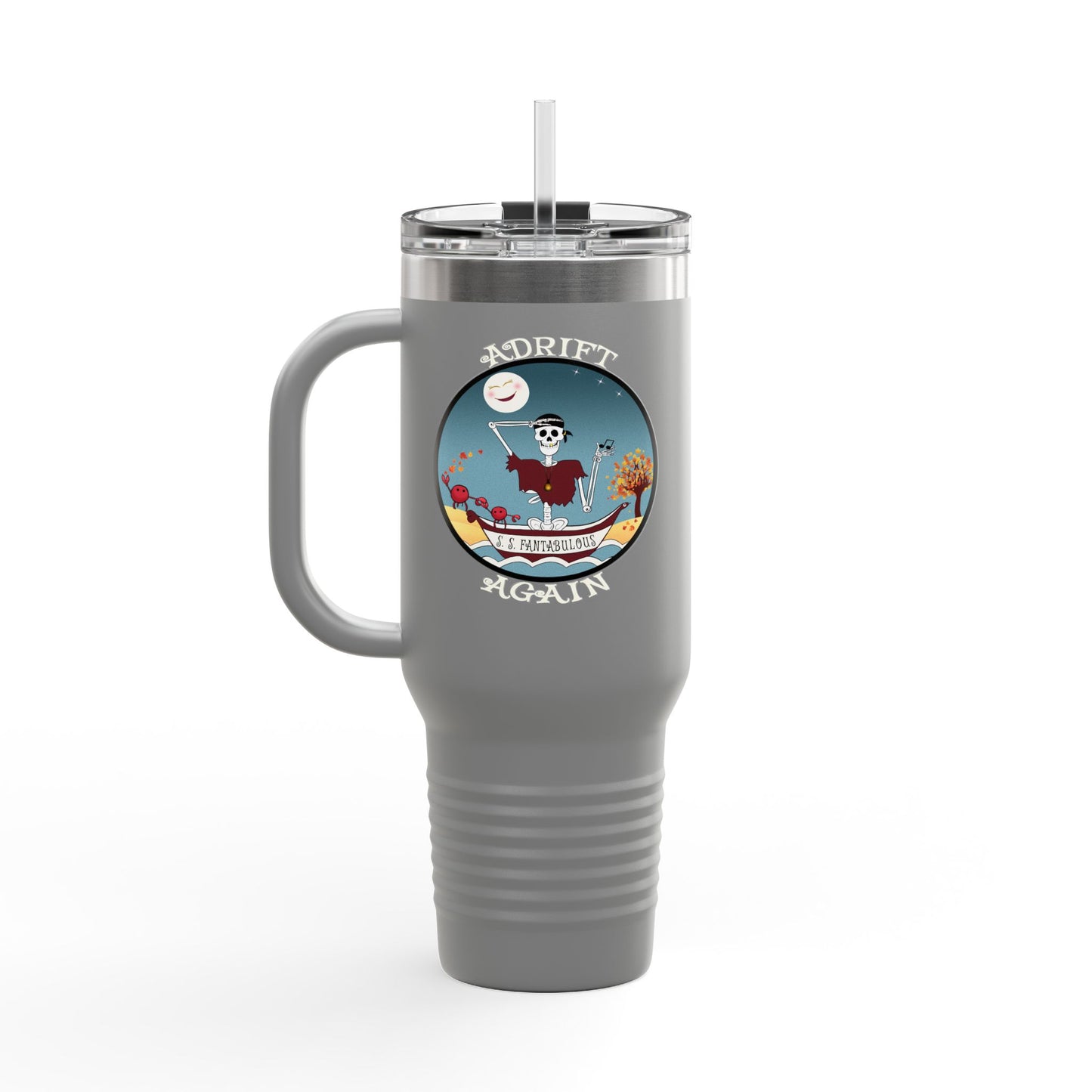 S. S. Fantabulous Insulated Travel Mug, 40oz, Gray or Black