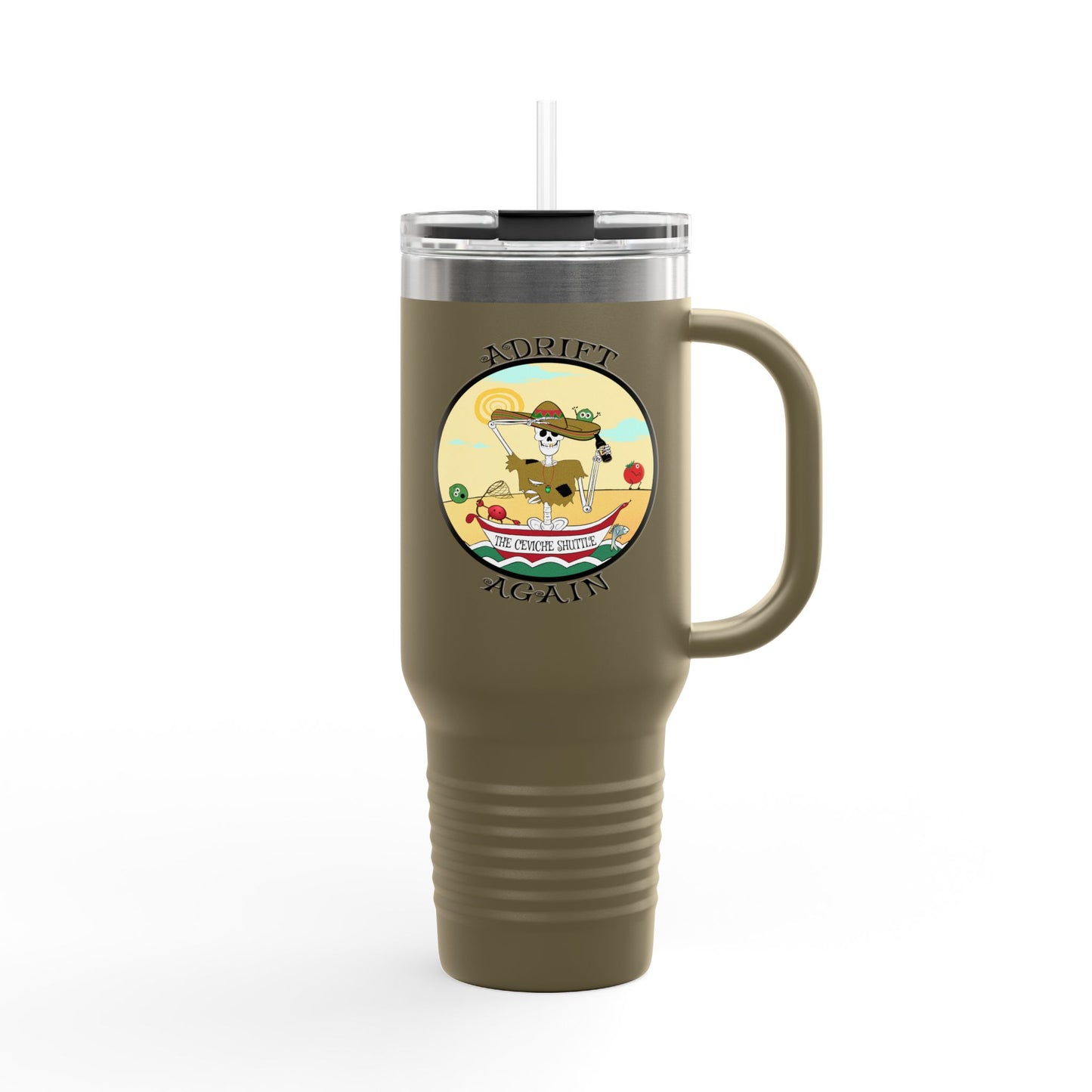 The Ceviche Shuttle Insulated Travel Mug, 40oz, Black, Red or Olive Green