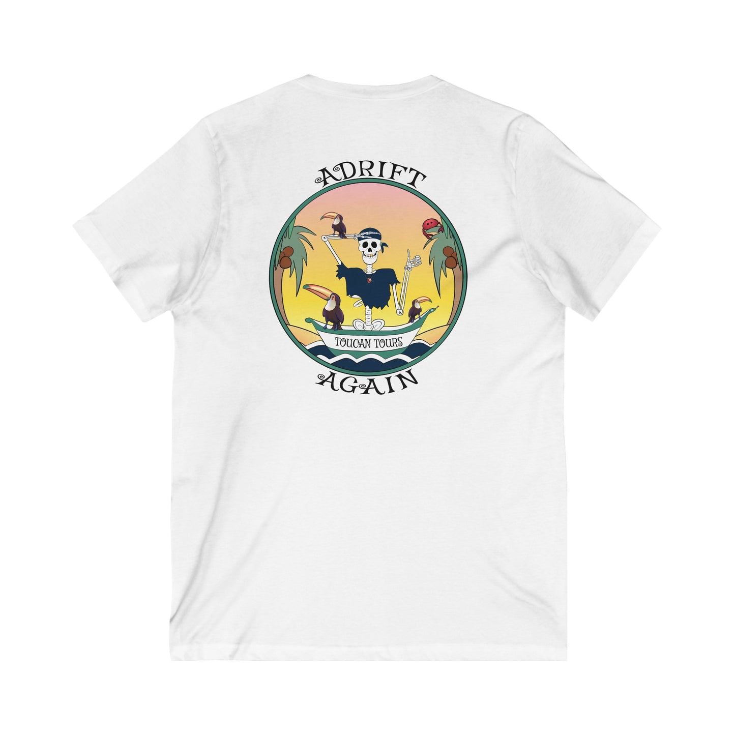 Toucan Tours Unisex Jersey Short Sleeve V-Neck Tee (Black & White)