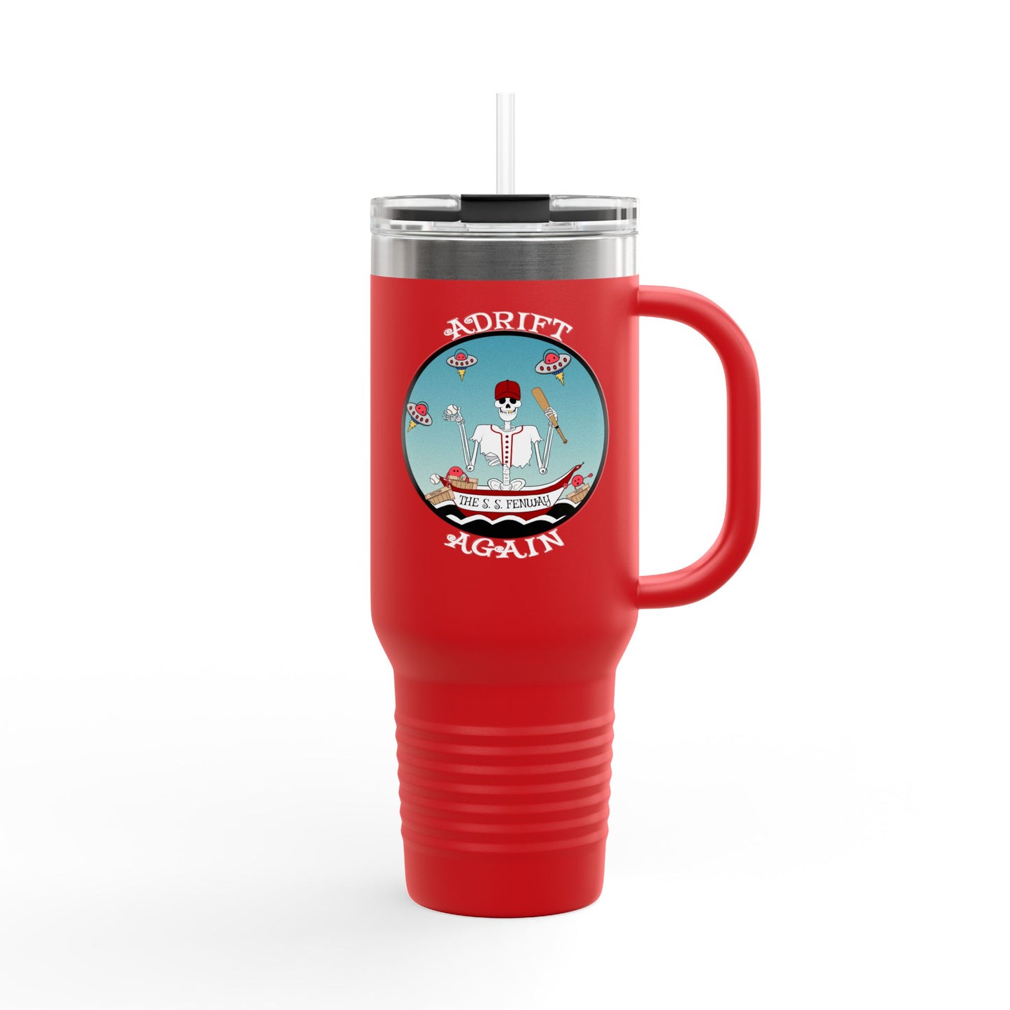 The S. S. Fenway Insulated Travel Mug, 40oz, Red, White or Black