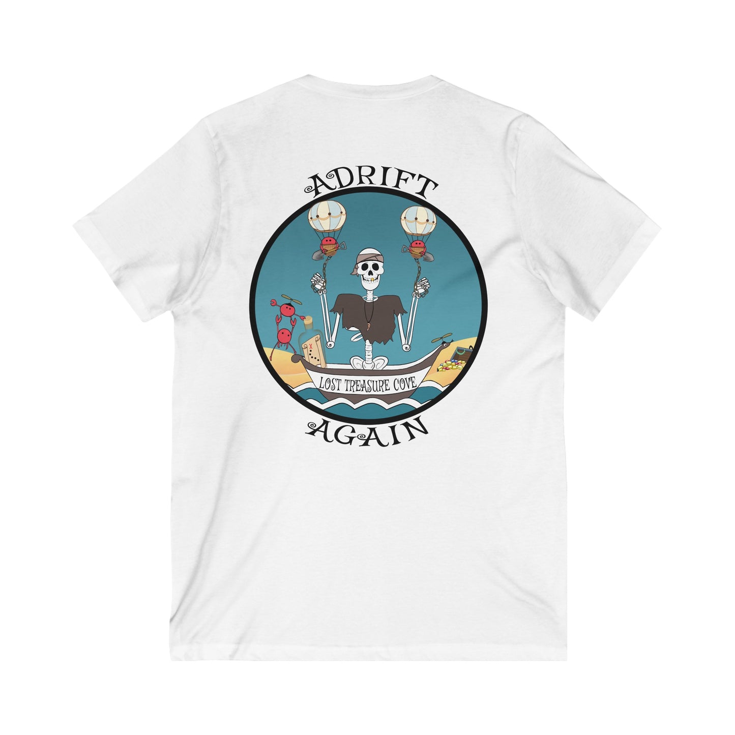 Lost Treasure Cove, Unisex Jersey Short Sleeve V-Neck Tee