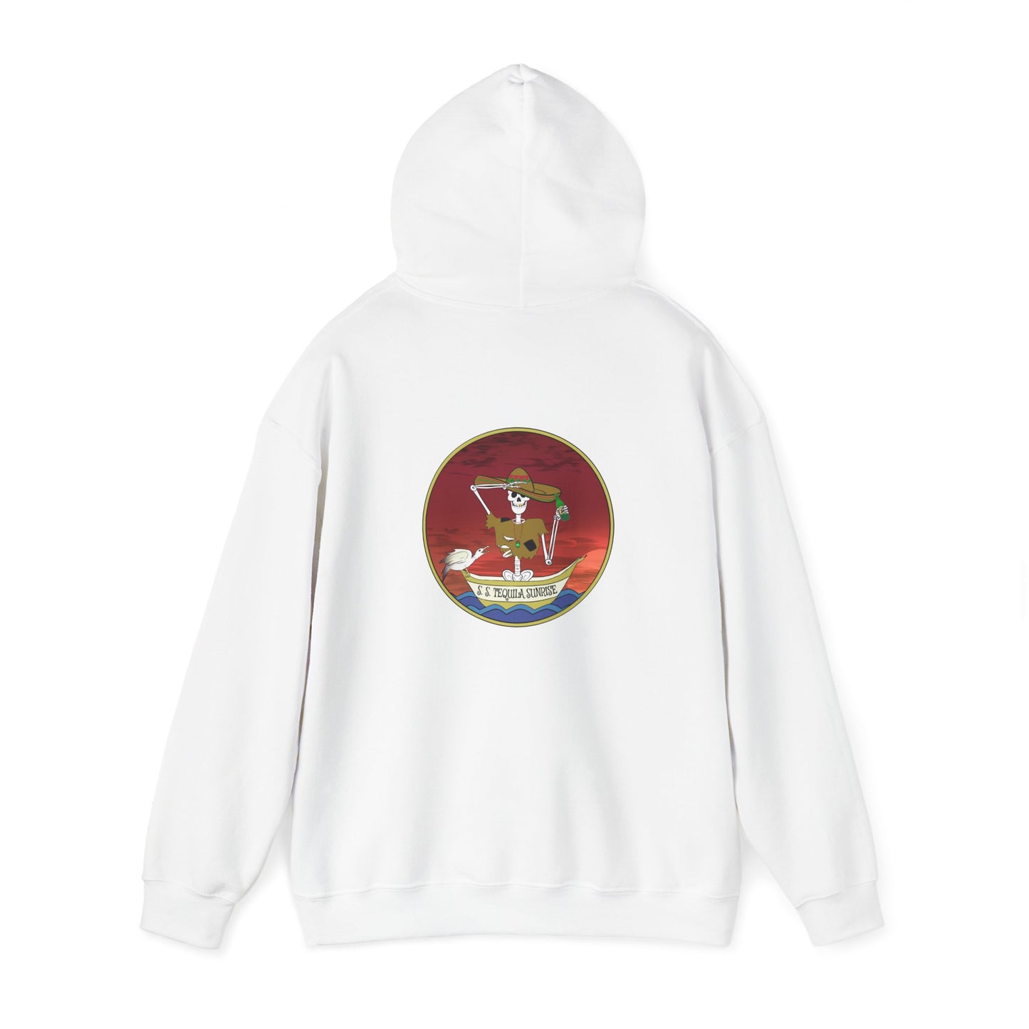 S. S. Tequila Sunrise, The Classic All Day Hooded Sweatshirt, Dark Chocolate, White, and Sand