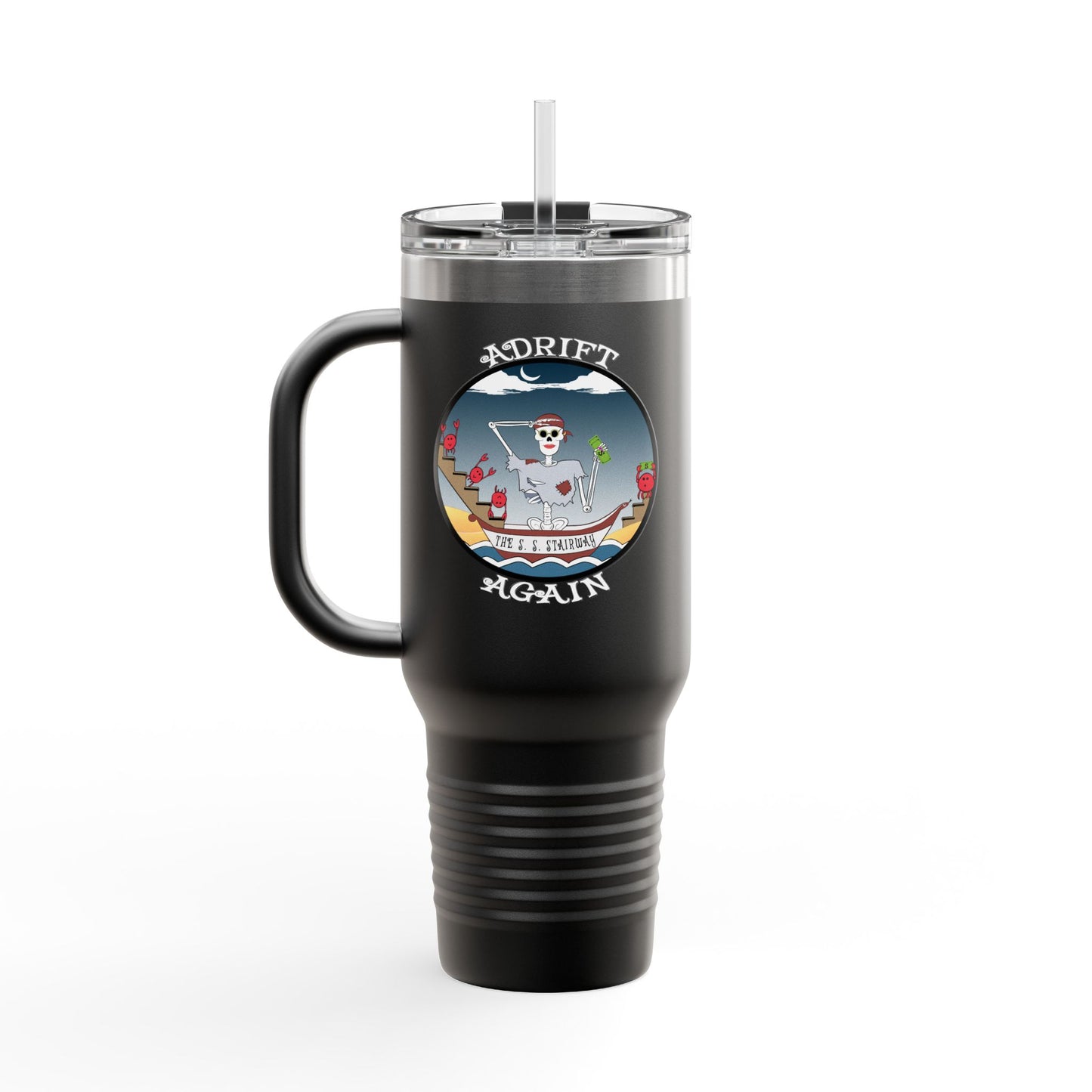 The S. S. Stairway Insulated Travel Mug, 40oz, Gray or Black