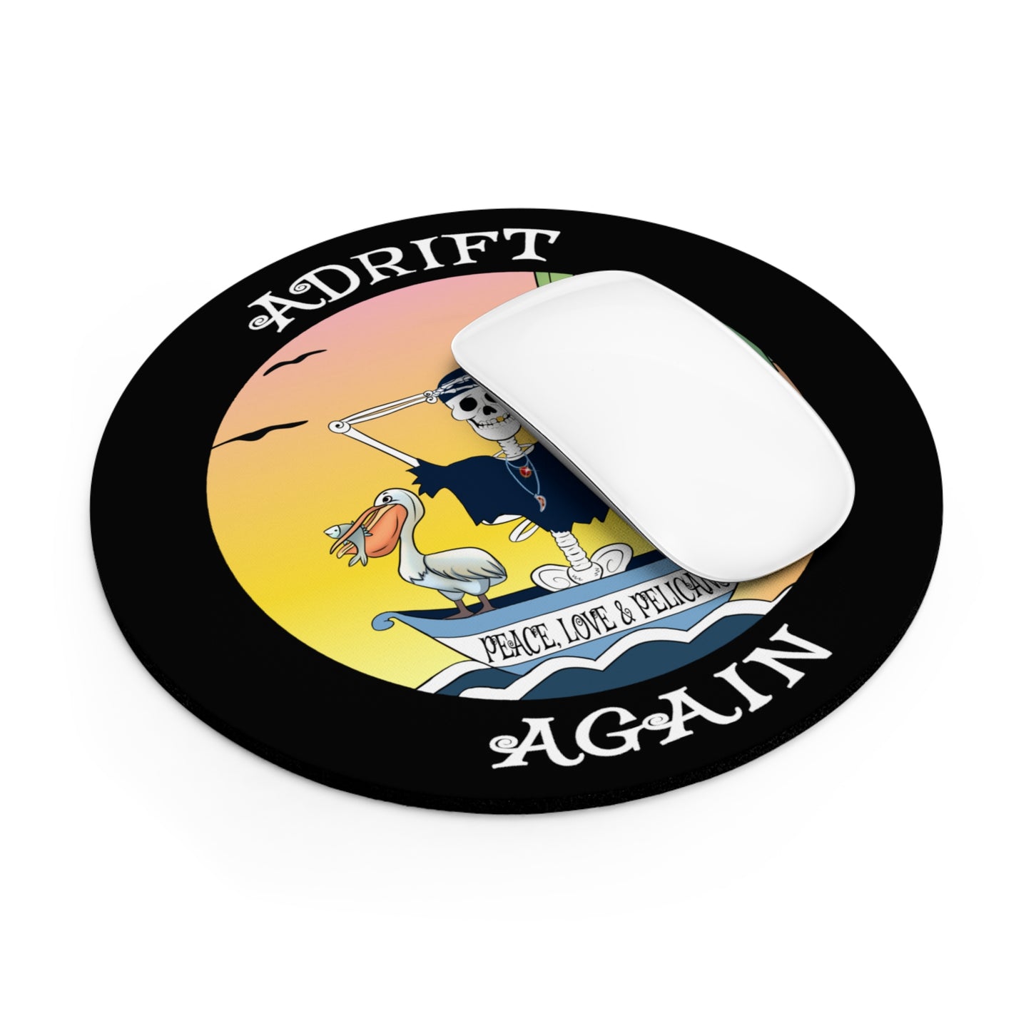 Peace, Love & Pelicans Mouse Pad (Black)