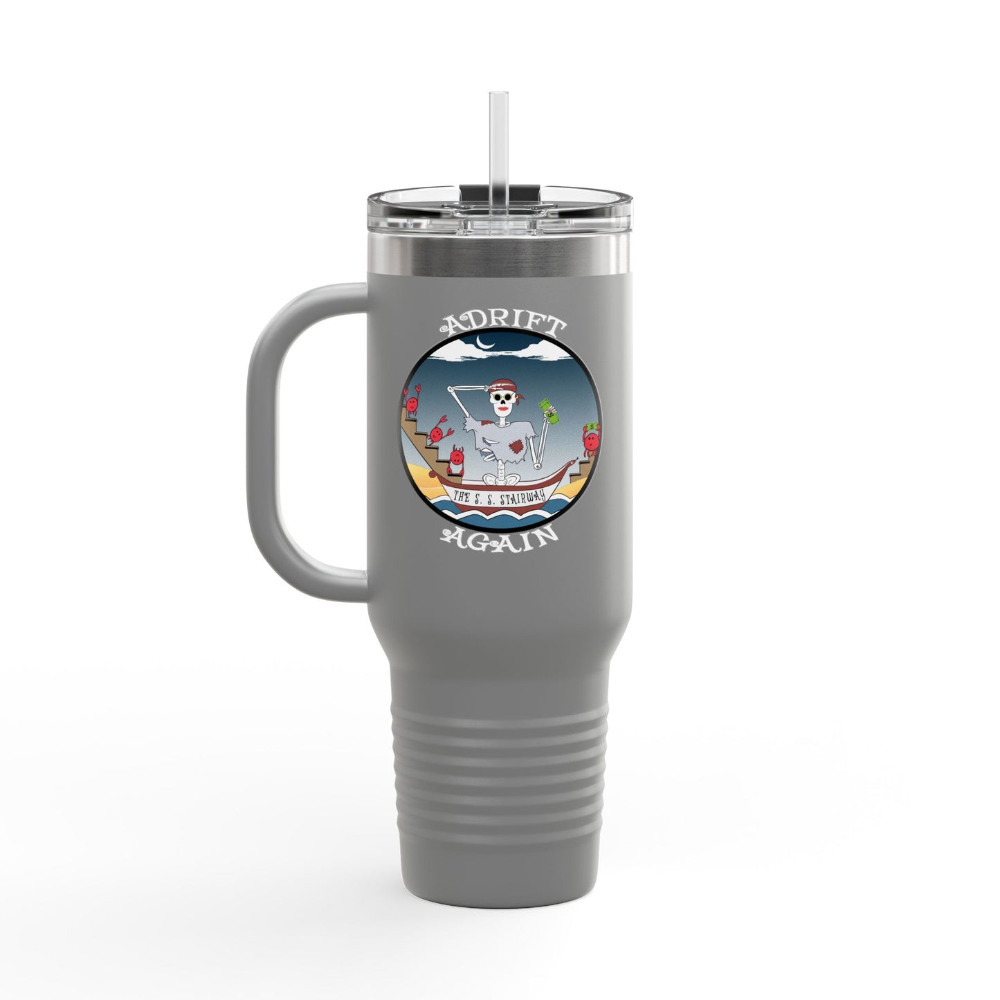 The S. S. Stairway Insulated Travel Mug, 40oz, Gray or Black