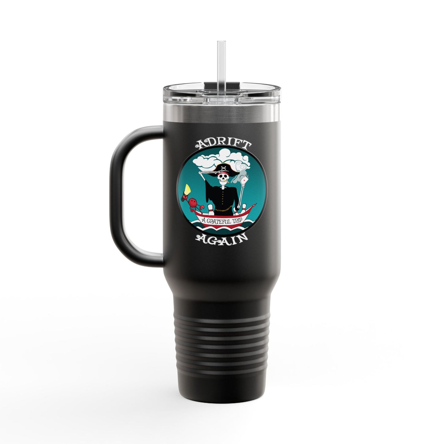 A Grateful Trip Insulated Travel Mug, 40oz, Black, White or Teal