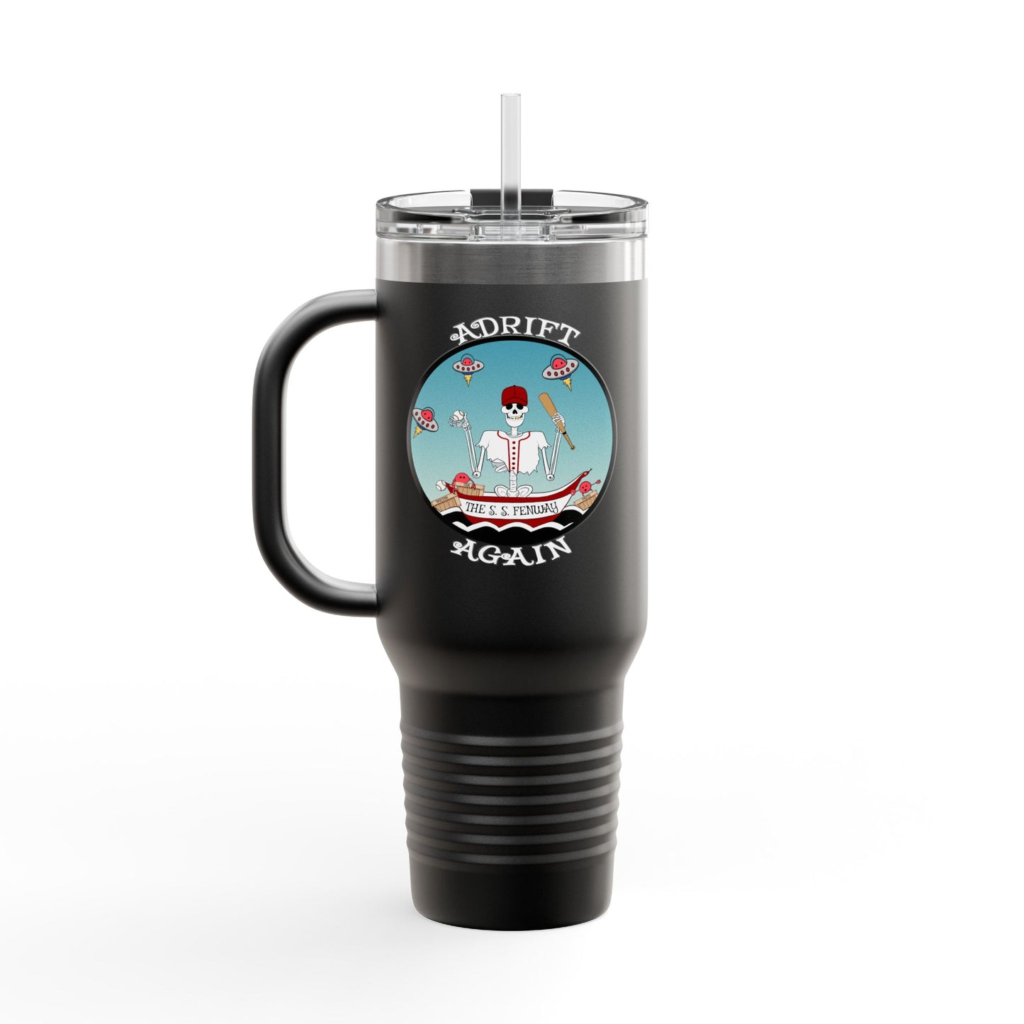 The S. S. Fenway Insulated Travel Mug, 40oz, Red, White or Black