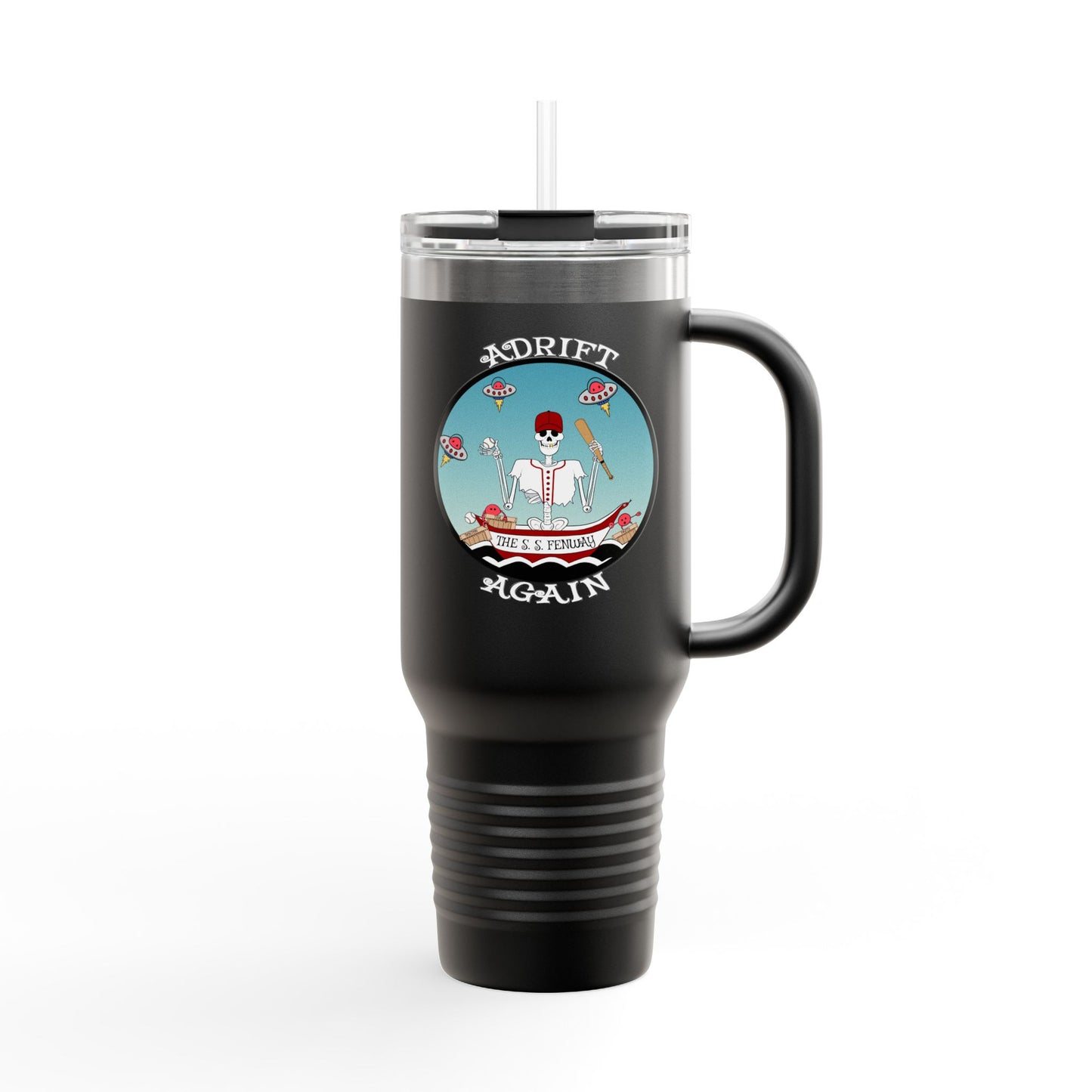 The S. S. Fenway Insulated Travel Mug, 40oz, Red, White or Black