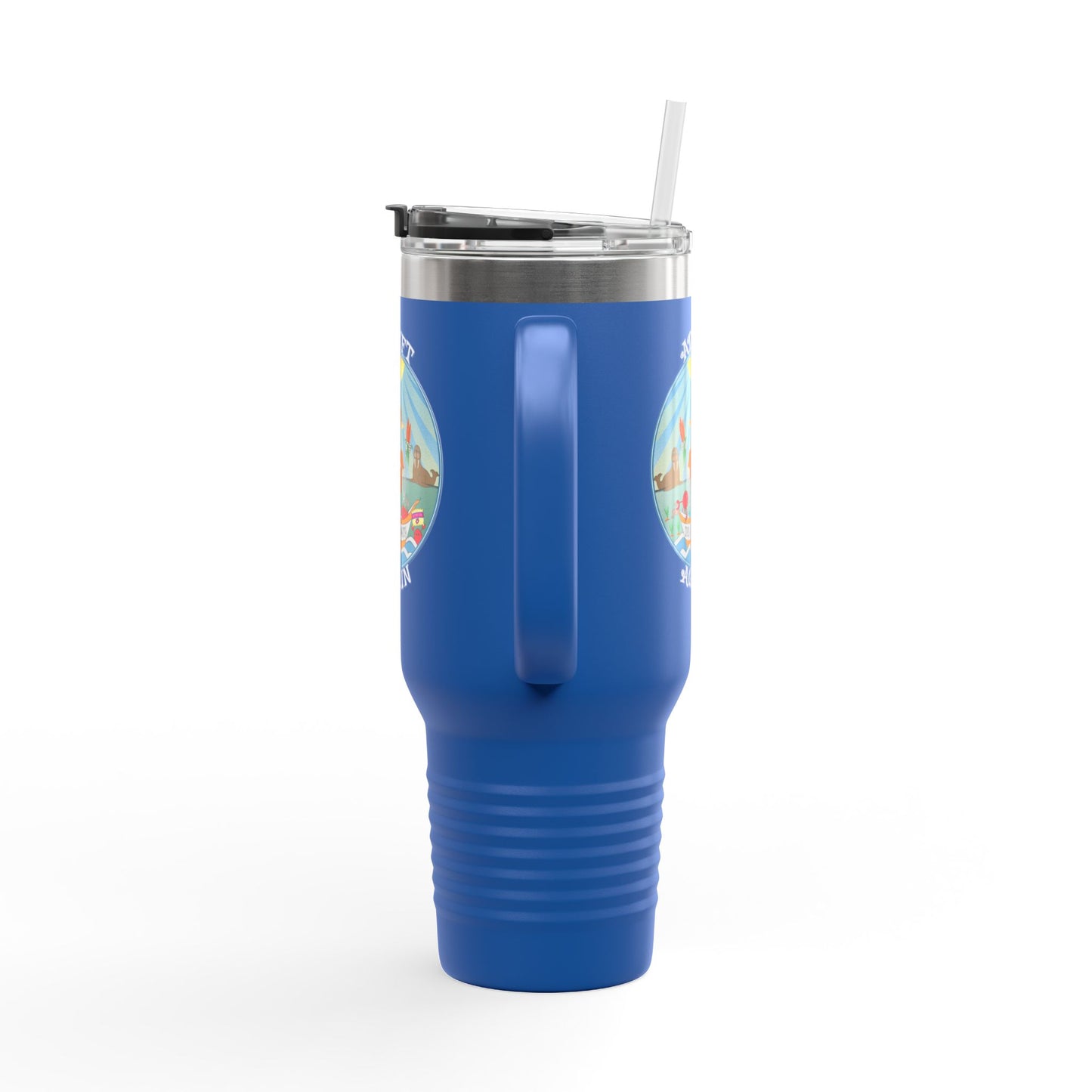 The Garden Party Insulated Travel Mug, 40oz, White or Blue