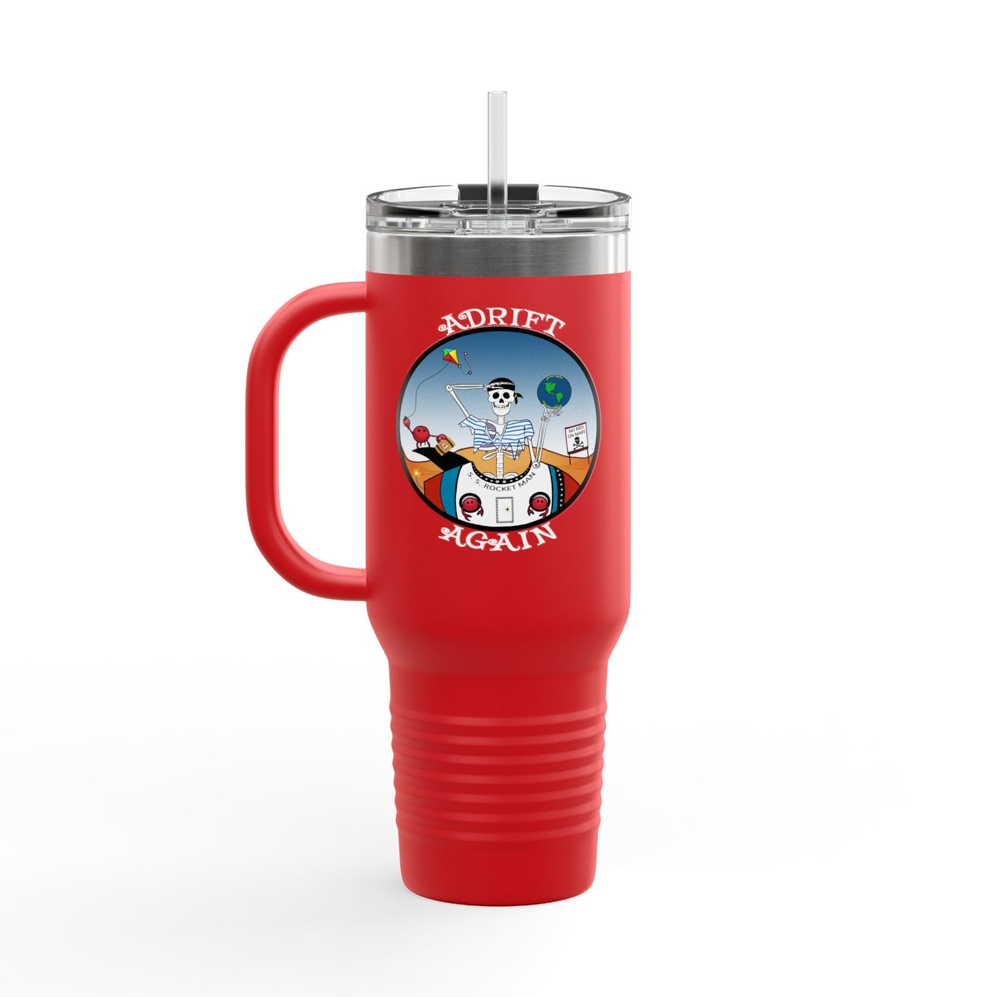 S. S. Rocket Man Insulated Travel Mug, 40oz, Red, White, Black or Blue