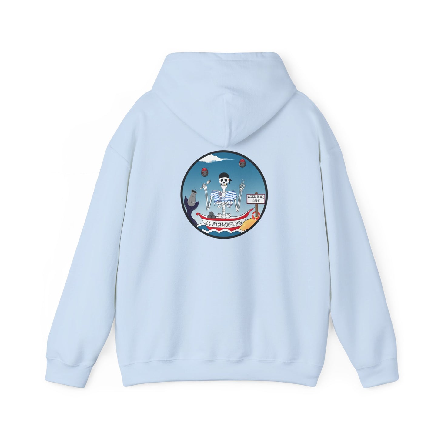 S. S. No Senators Son, The Classic All Day Hooded Sweatshirt, Light Blue, Black, Military Green, and Red