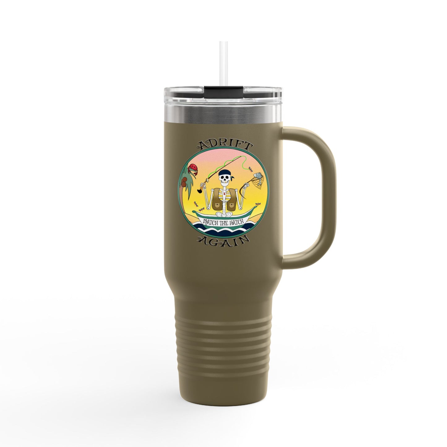 Match The Hatch Insulated Travel Mug, 40oz , Olive Green, White or Black