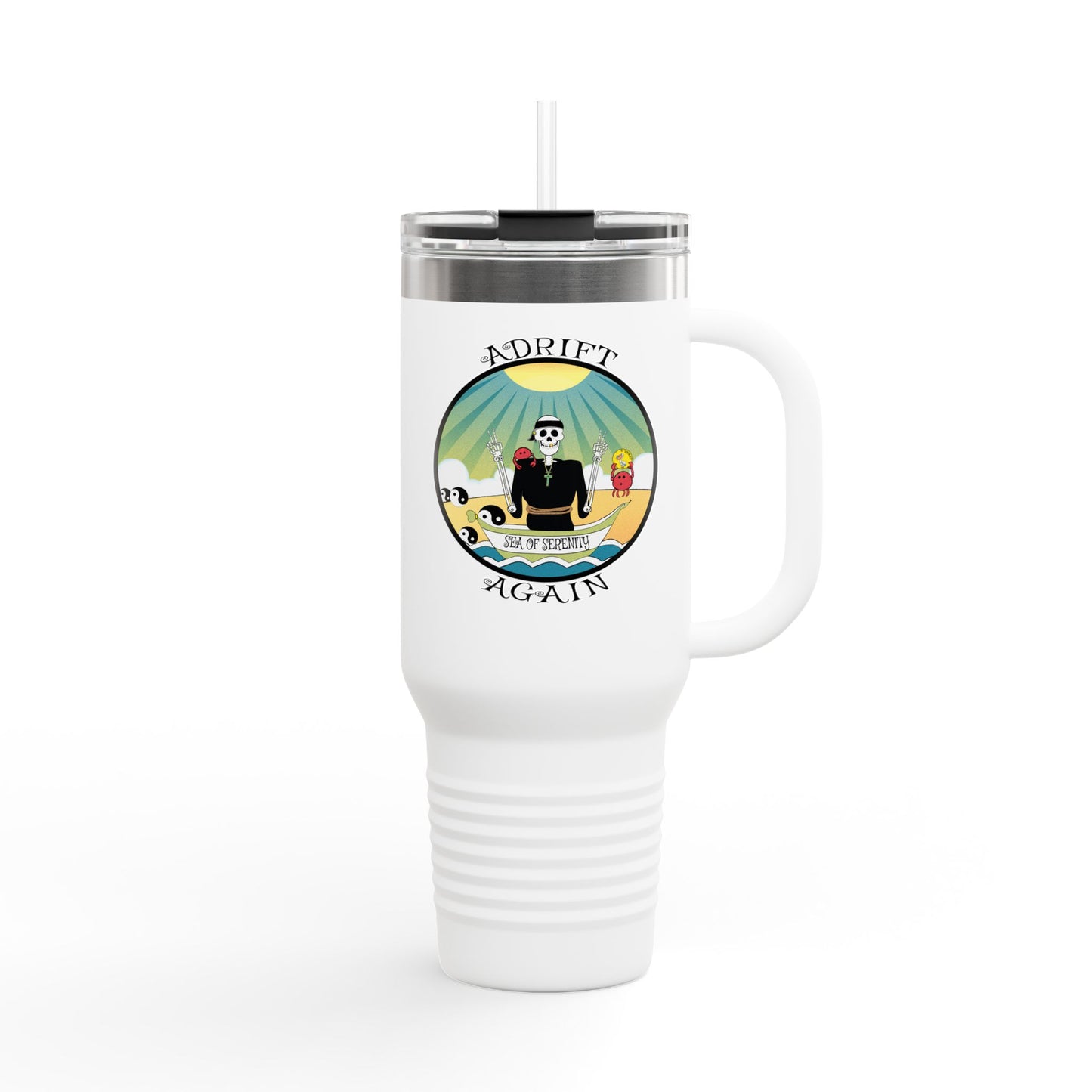 Sea Of Serenity Insulated Travel Mug, 40oz, White or Teal