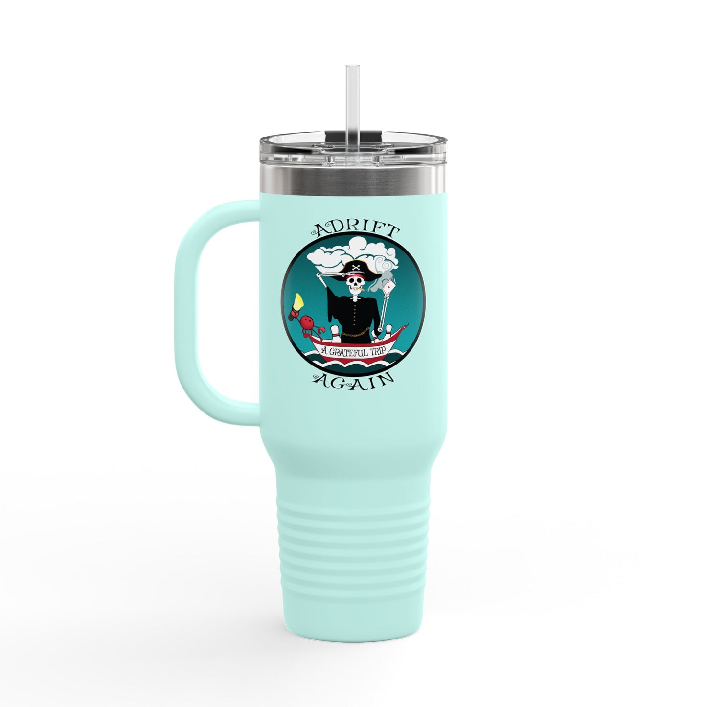 A Grateful Trip Insulated Travel Mug, 40oz, Black, White or Teal