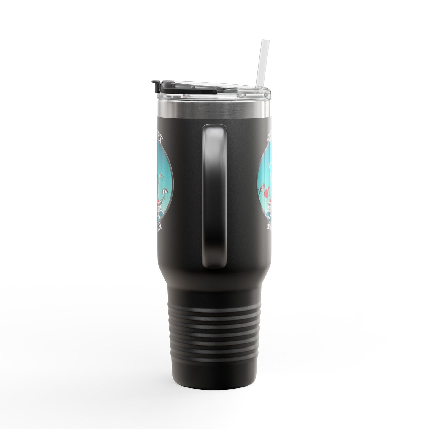 The Crabby Coffee Crew Insulated Travel Mug, 40oz, Teal or Black