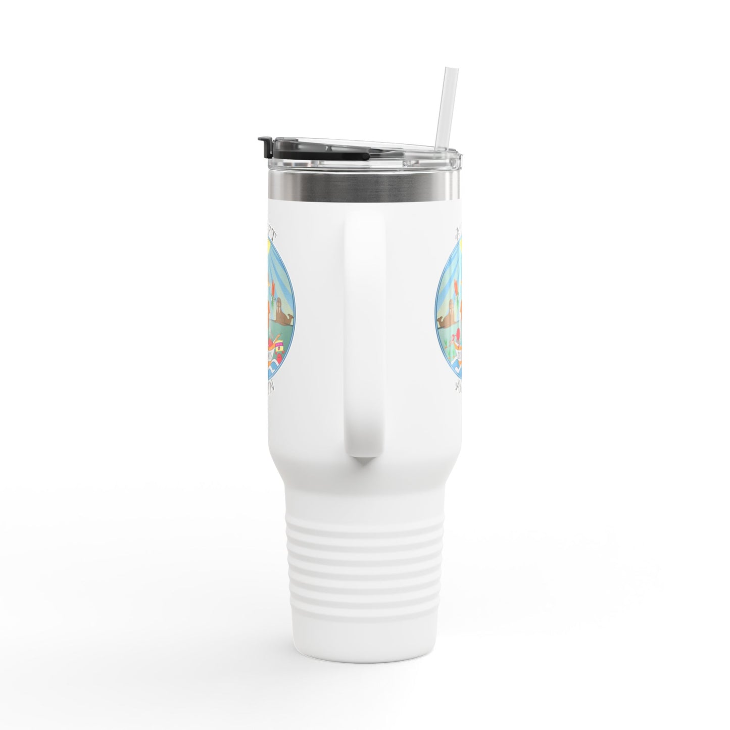 The Garden Party Insulated Travel Mug, 40oz, White or Blue