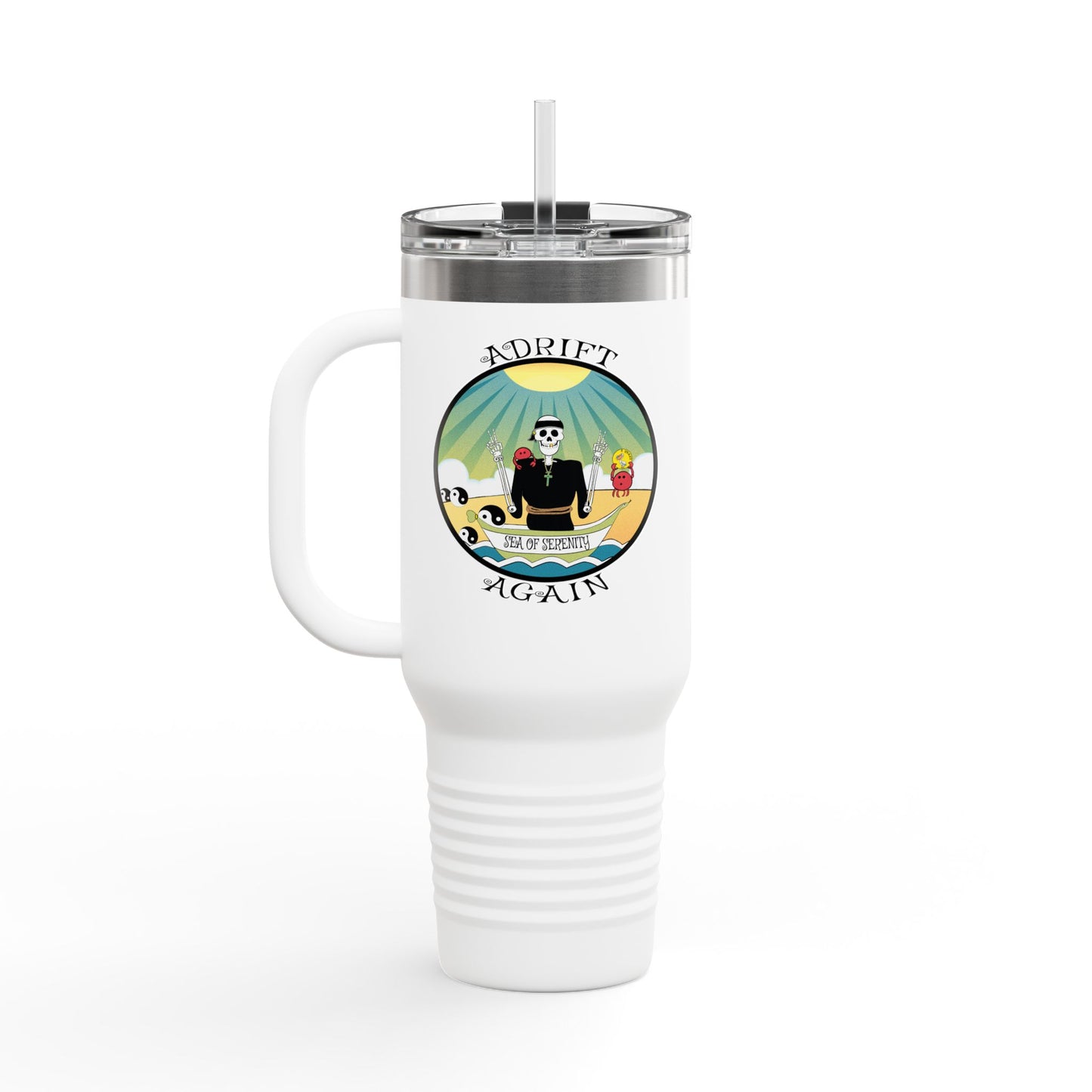 Sea Of Serenity Insulated Travel Mug, 40oz, White or Teal