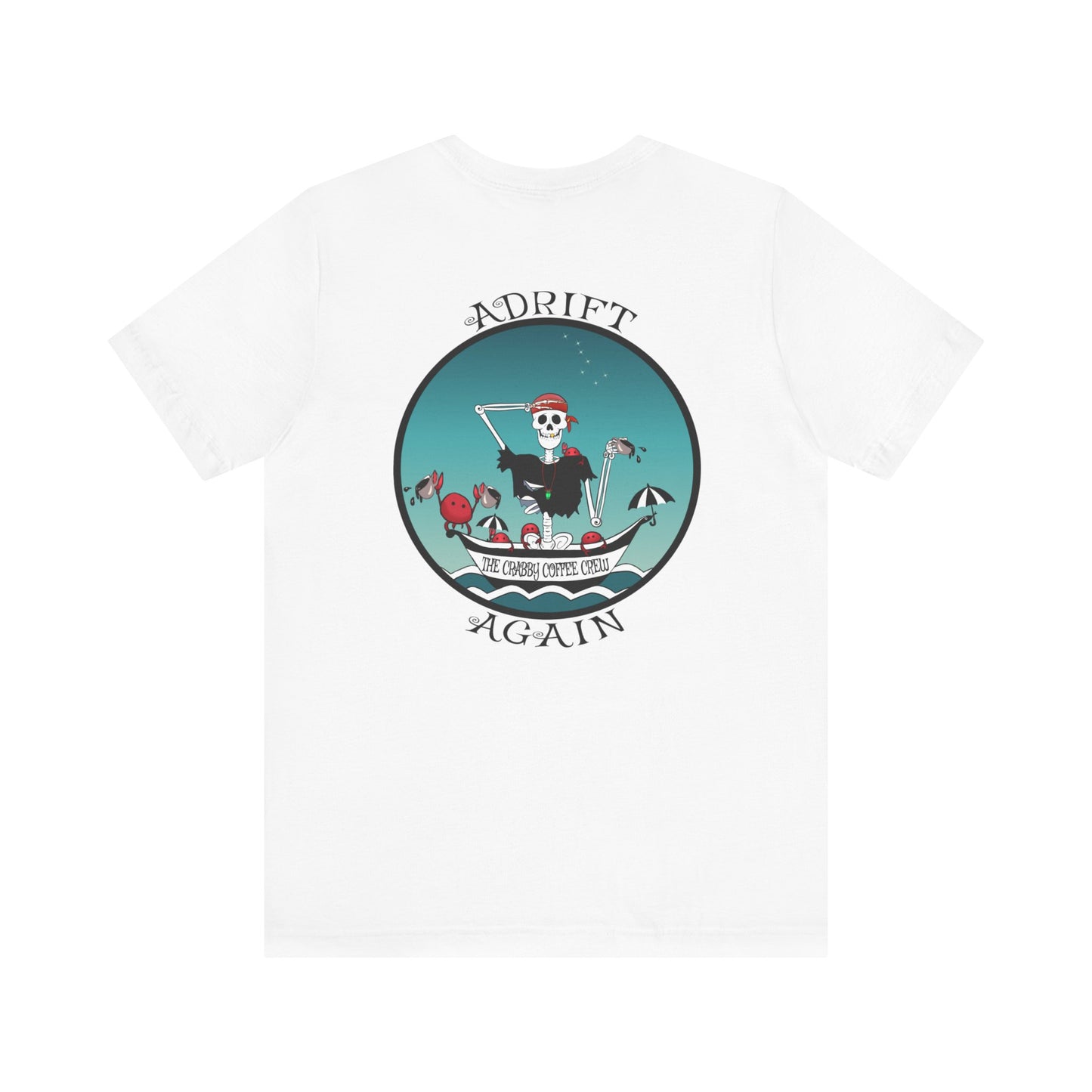 The Crabby Coffee Crew Unisex Jersey Short Sleeve Tee  (White & Black)