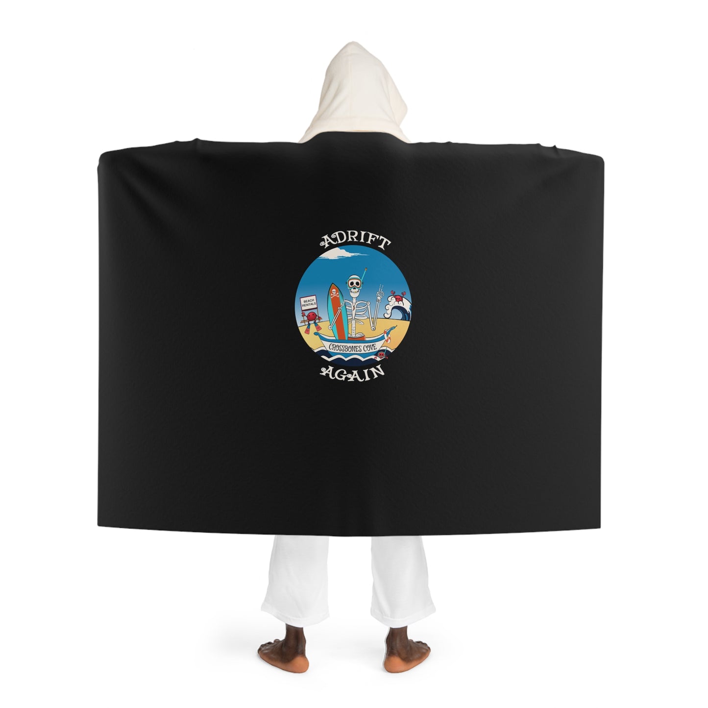 Crossbones Cove Hooded Sherpa Fleece Blanket